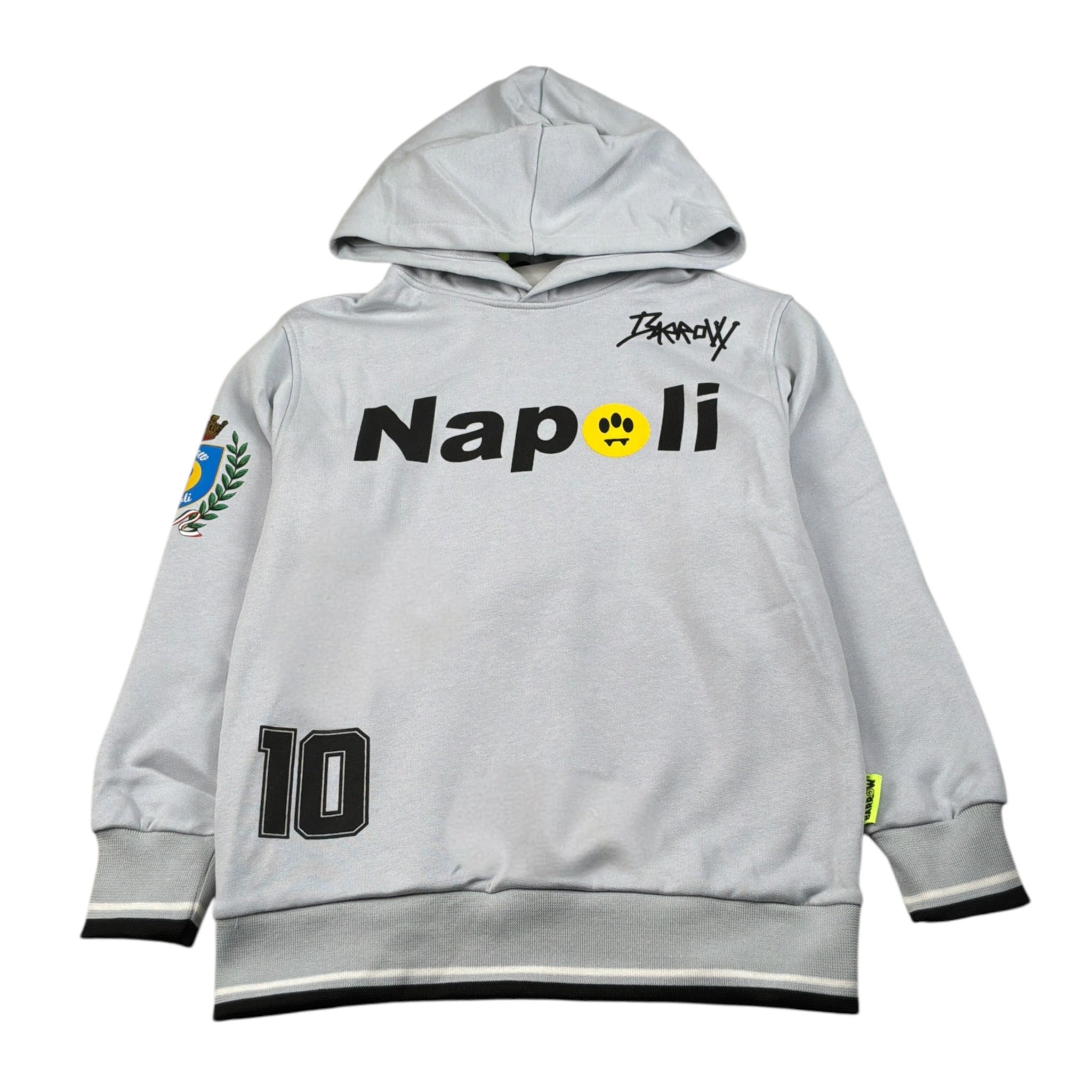 Barrow Kids Felpa Chiusa con Cappuccio tinta unita con Stampa Napoli Grigio per Bambino F5BKJUHS095X GRIGIO BARROW KIDS 