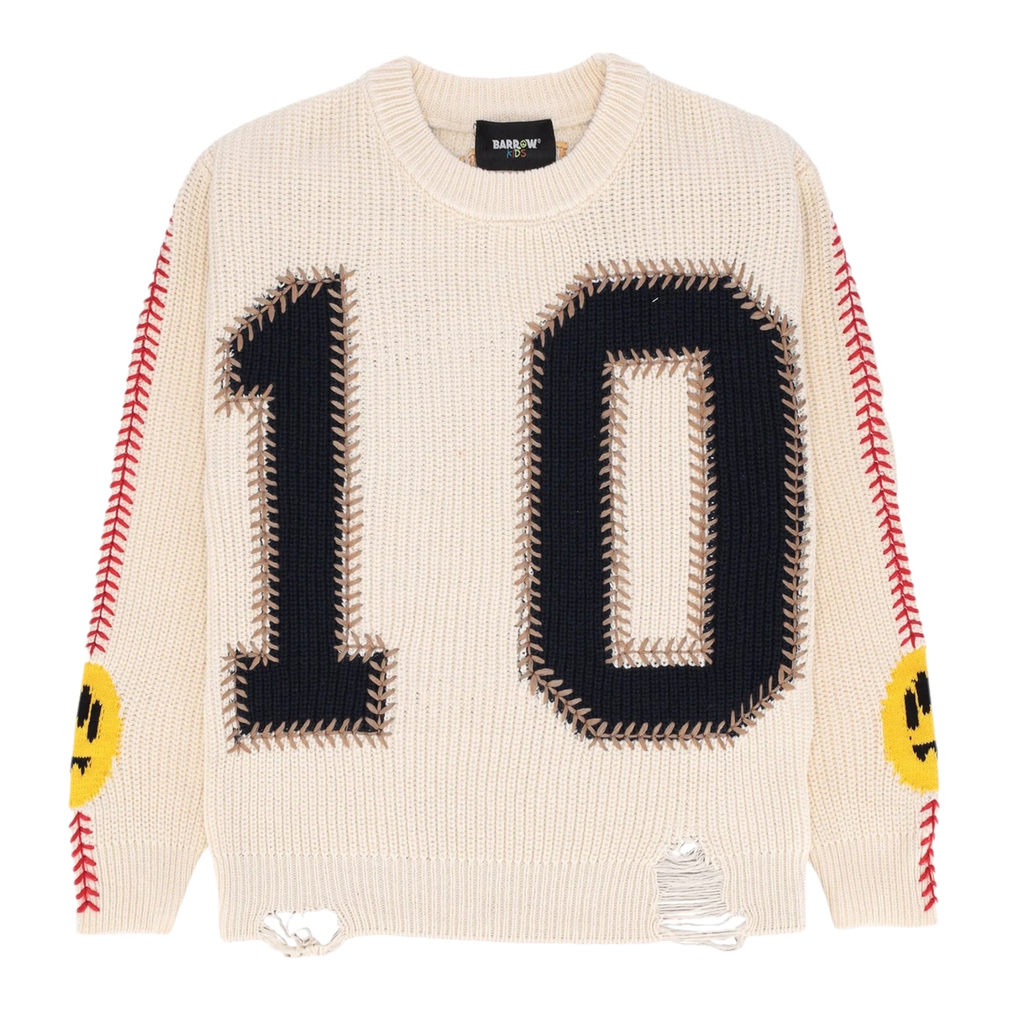 Barrow Kids Maglia tinta unita con Ricami Panna per Bambino F5BKJUJP064 PANNA BARROW KIDS 