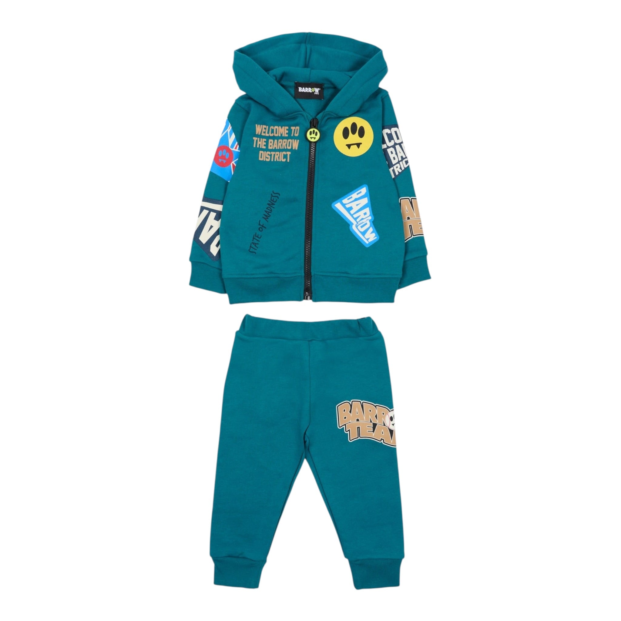 Barrow Kids Completo tinta unita 2Pz Felpa-Pantalone Verde per Neonato F5BKUNSF214 VERDE BARROW KIDS 
