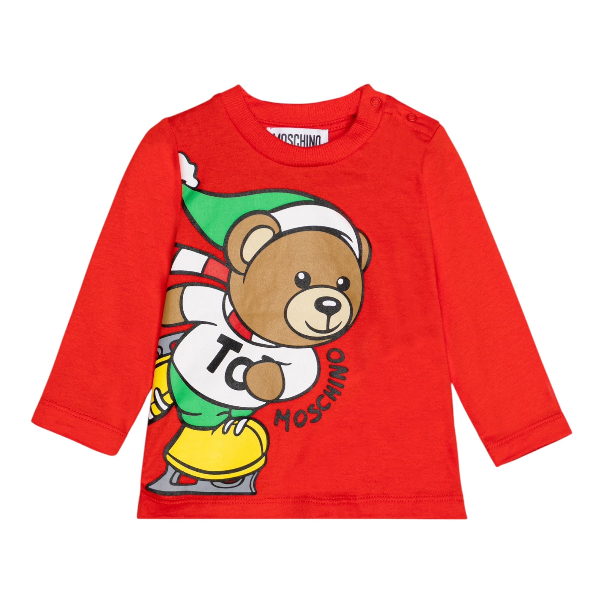 Moschino Shirt Girocollo tinta unita con Logo Rosso per Neonato MSO00RN ROSSO MOSCHINO 