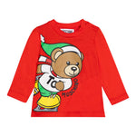 Moschino Shirt Girocollo tinta unita con Logo Rosso per Bambino MSO00R ROSSO MOSCHINO 