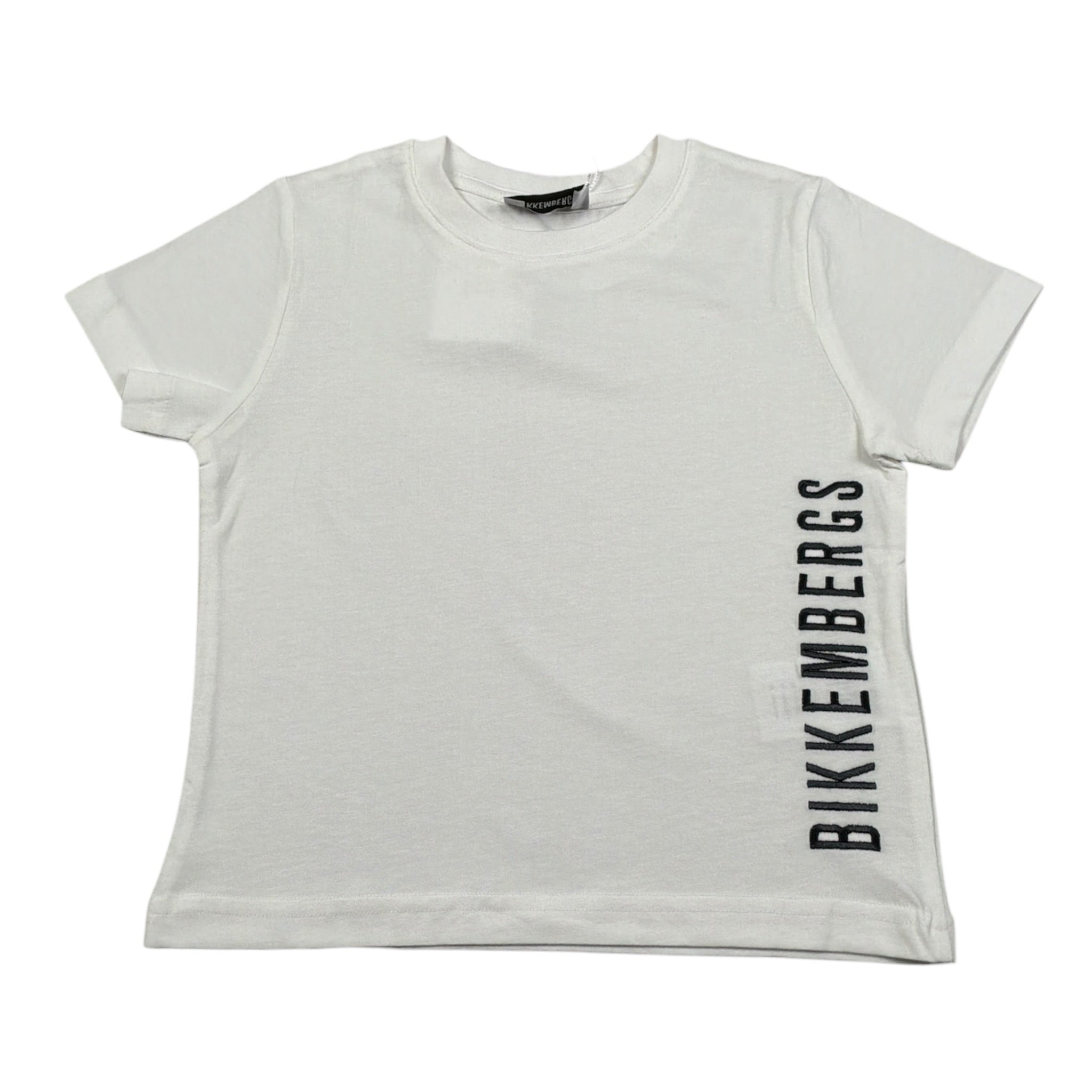Bikkembergs T-Shirt Girocollo tinta unita con Logo Bianco per Bambino BK3730 BIANCO BiKKEMBERGS 