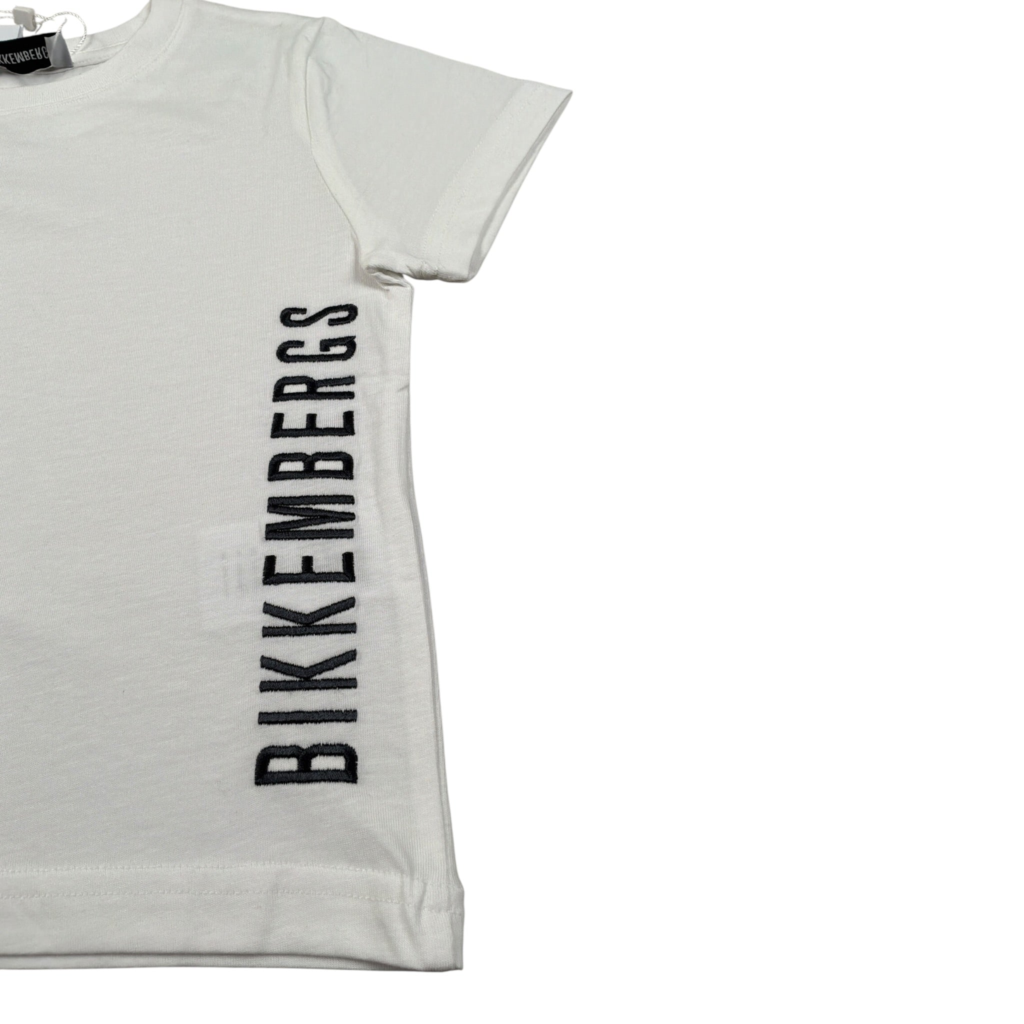 Bikkembergs T-Shirt Girocollo tinta unita con Logo Bianco per Bambino BK3730 BIANCO BiKKEMBERGS 