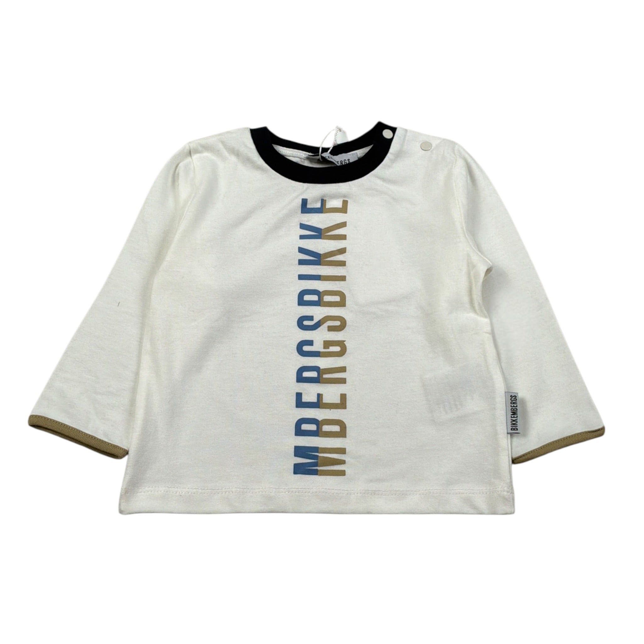 Bikkembergs Shirt Girocollo tinta unita con Stampa Panna per Neonato BK3839 PANNA BiKKEMBERGS 