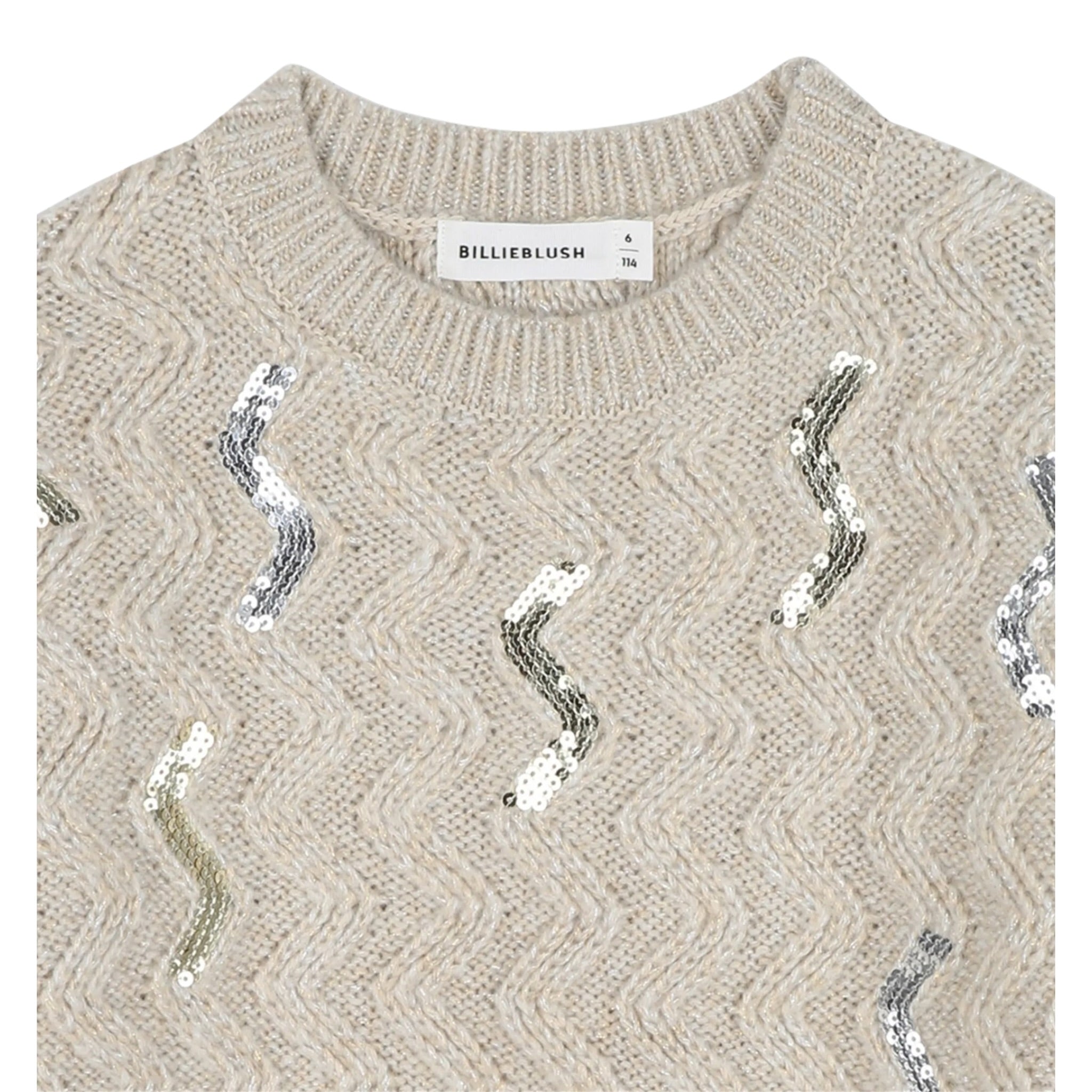 Billieblush Maglia Girocollo tinta unita con Paillettes Beige per Bambina 5U21382J BEIGE BillIEBLUSH 