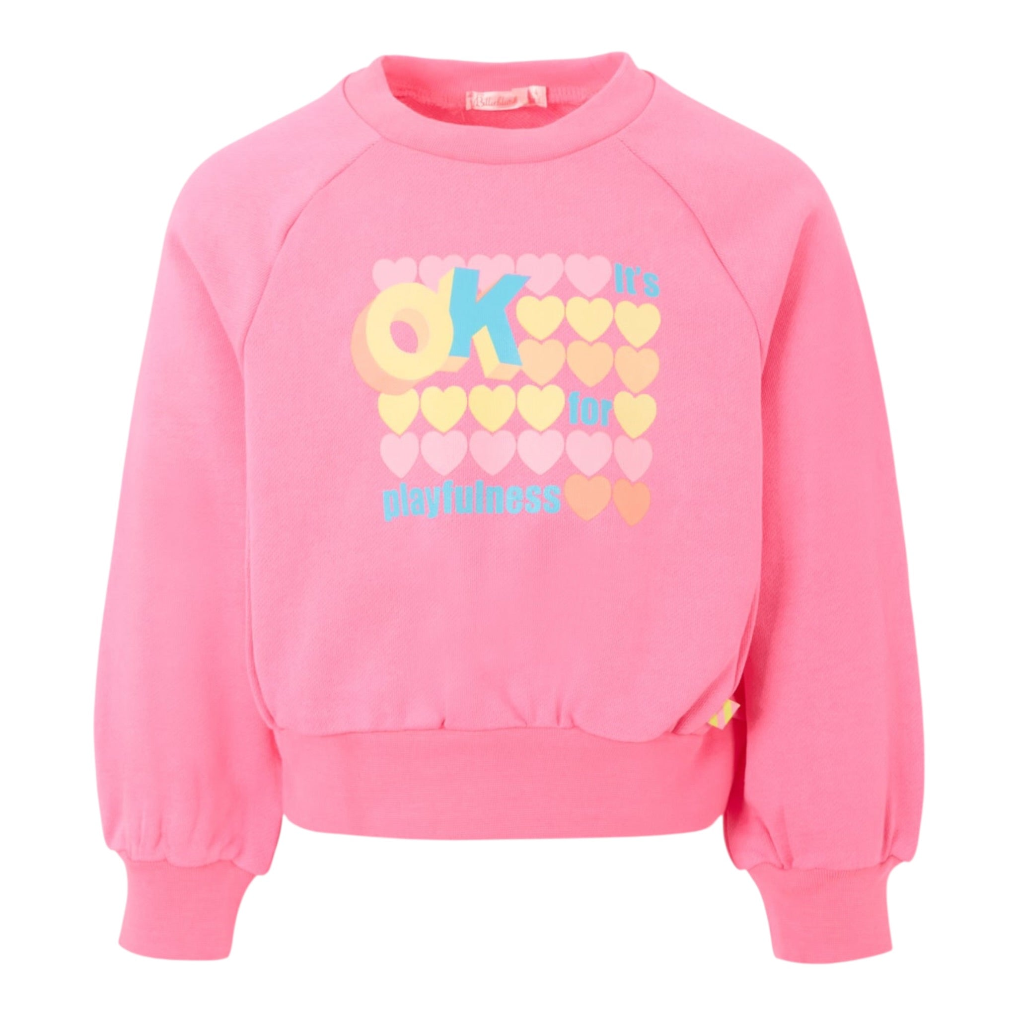 Billieblush Felpa Chiusa Girocollo tinta unita con Stampa Rosa Fluo per Bambina U21035 ROSA FLUO BillIEBLUSH 