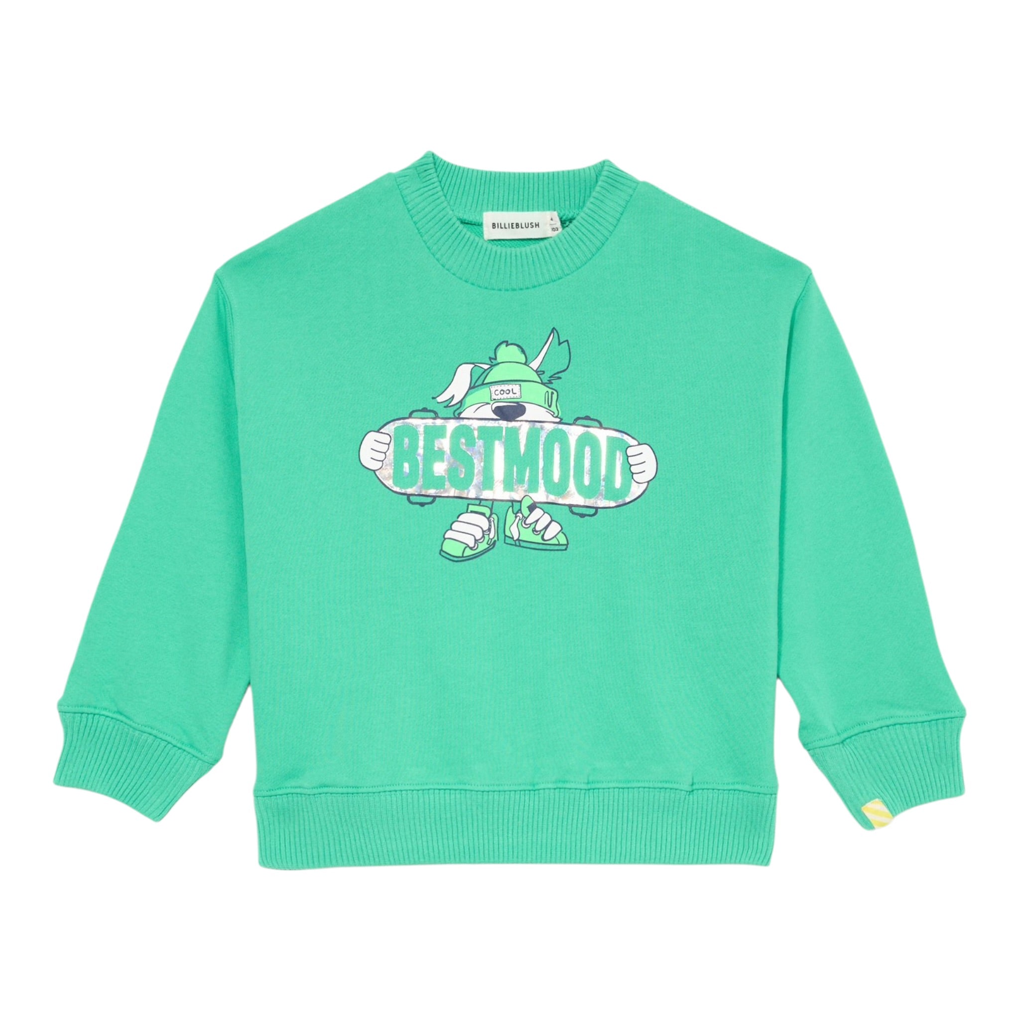 Billieblush Felpa Chiusa Girocollo tinta unita con Stampe Verde per Bambino U21162 VERDE BillIEBLUSH 
