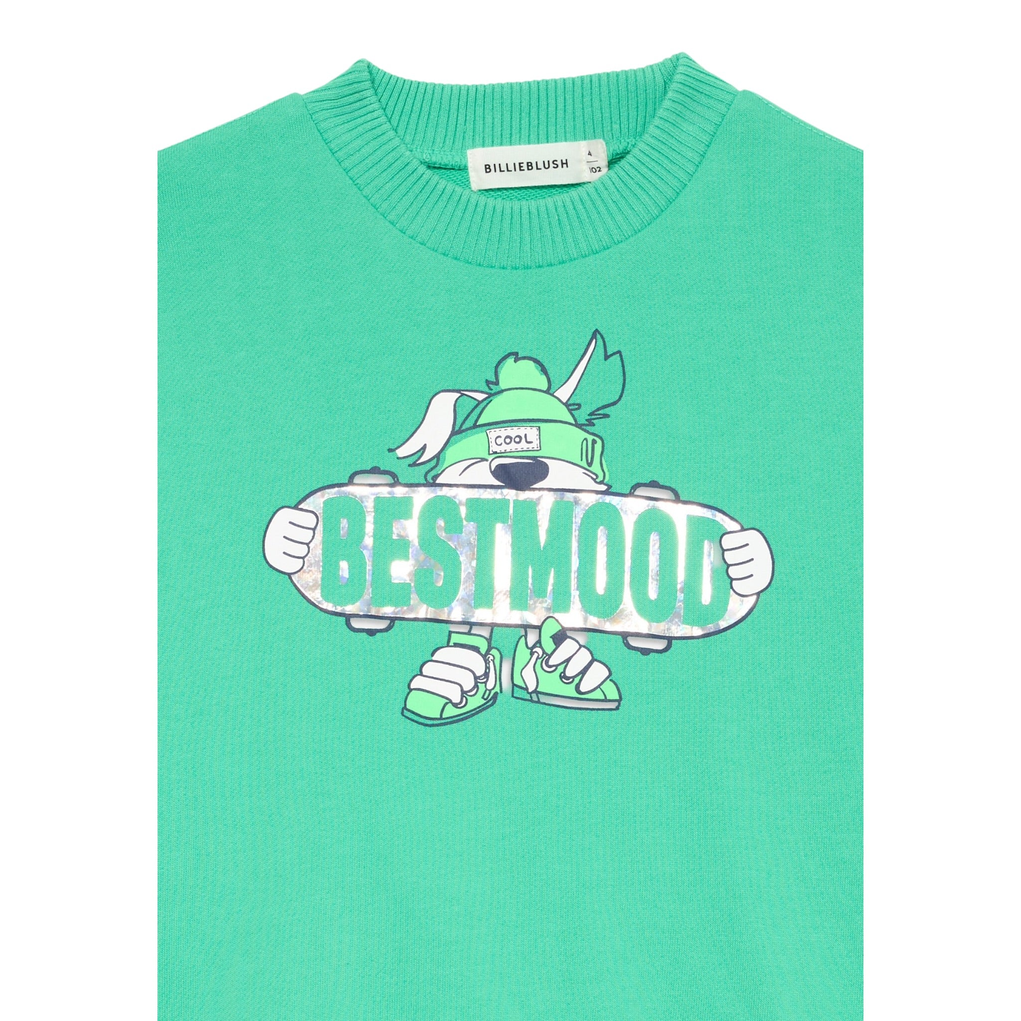Billieblush Felpa Chiusa Girocollo tinta unita con Stampe Verde per Bambino U21162 VERDE BillIEBLUSH 