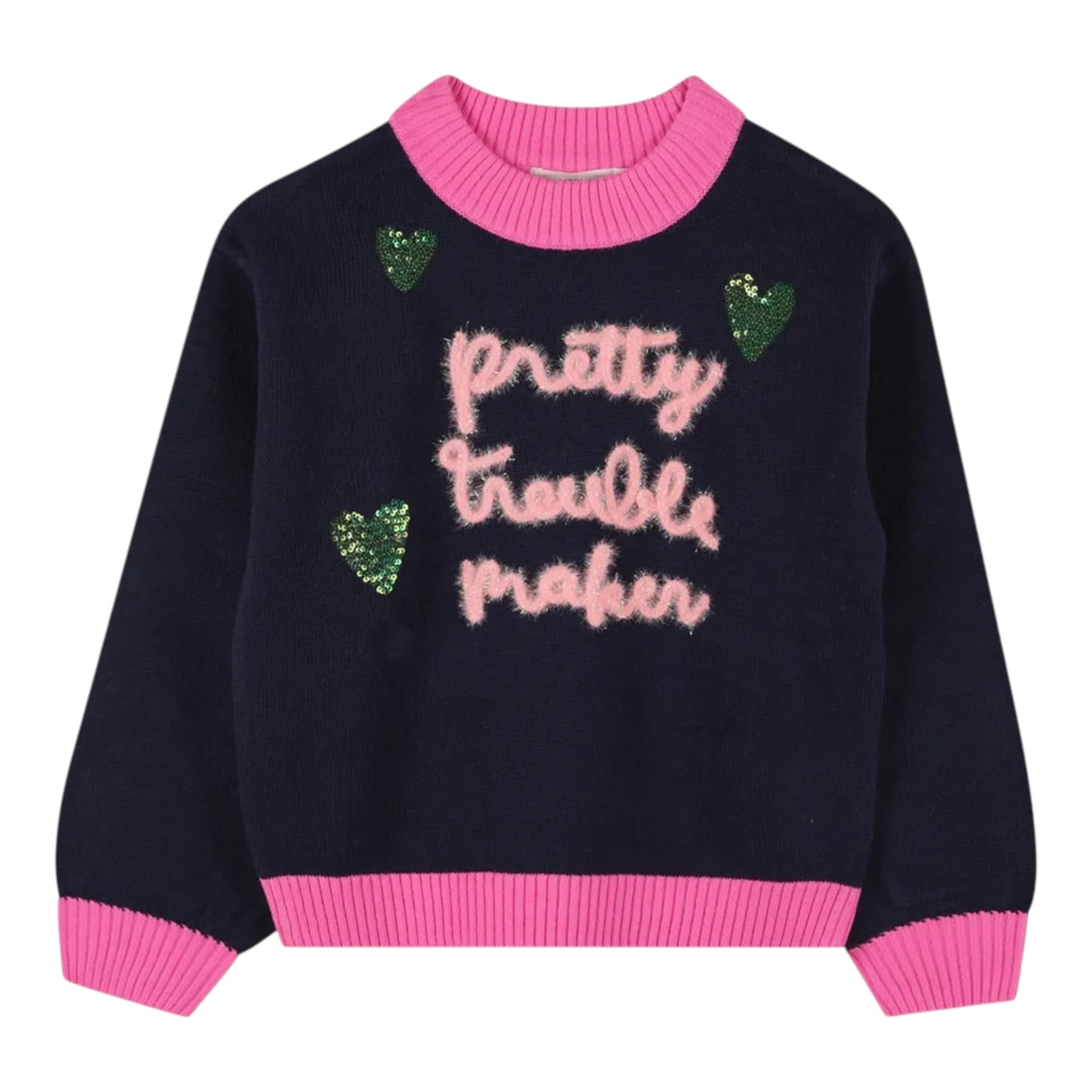 Billieblush Maglia Girocollo tinta unita con Ricami Blu per Bambina U21378J BLU BillIEBLUSH 