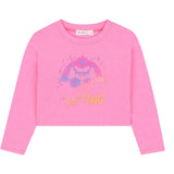 Billieblush Shirt Girocollo tinta unita con Ricami Rosa Fluo per Bambina U21406 ROSA FLUO BillIEBLUSH 