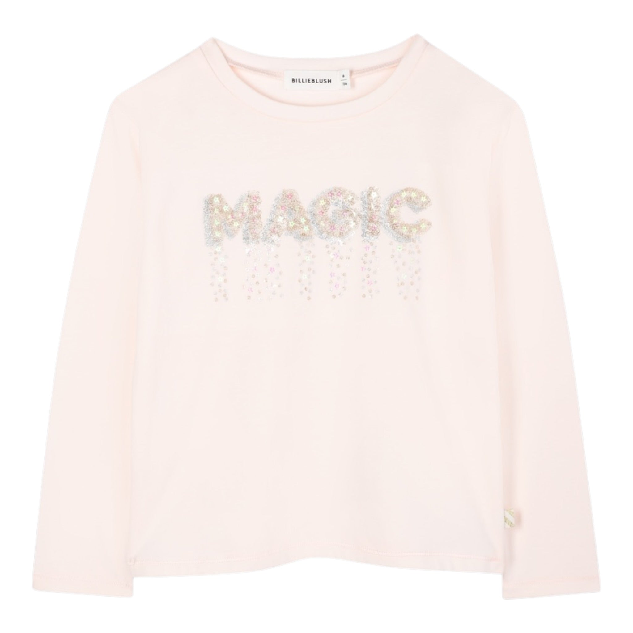 Billieblush Shirt Girocollo tinta unita con Paillettes Rosa per Bambina U21407 ROSA BillIEBLUSH 