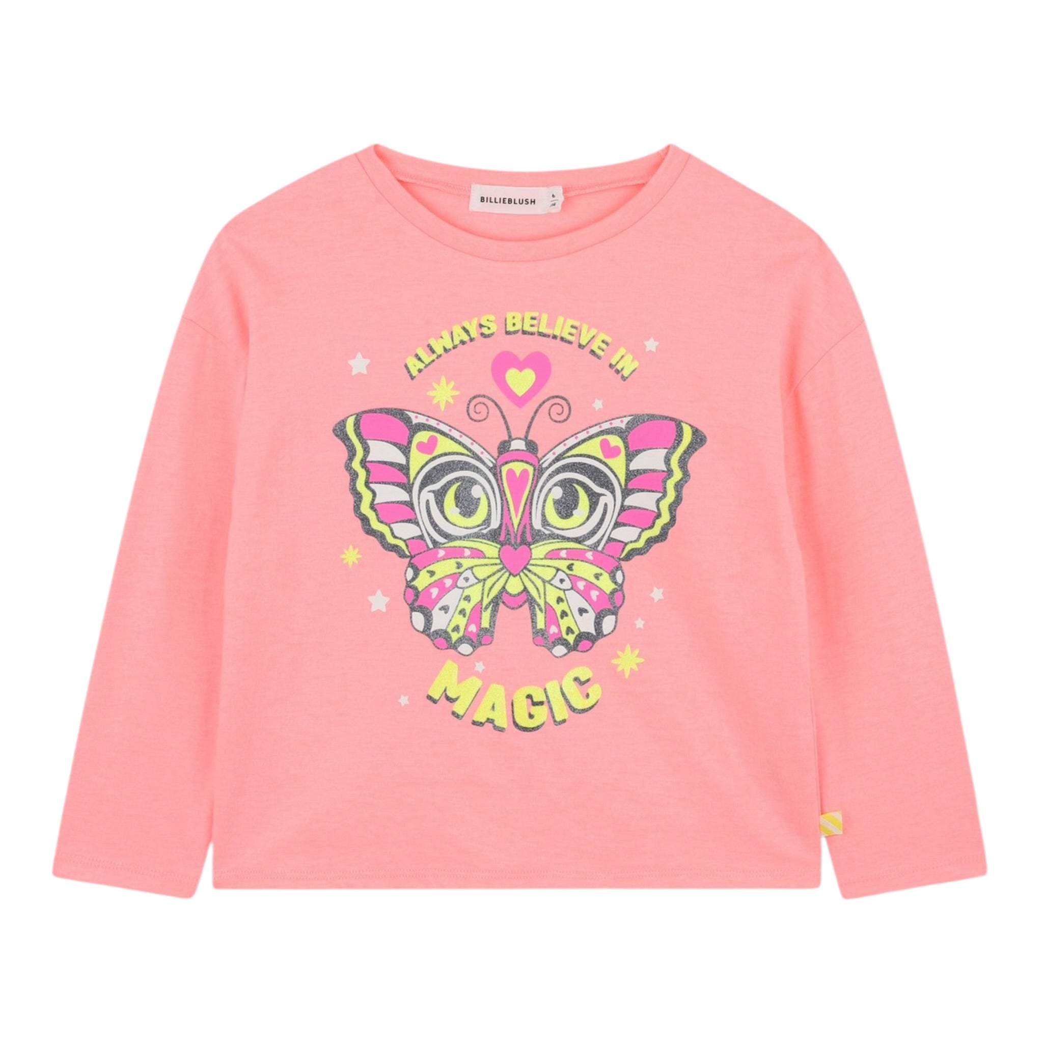 Billieblush Shirt Girocollo tinta unita con Stampe Pesca per Bambina U21420 PESCA BillIEBLUSH 