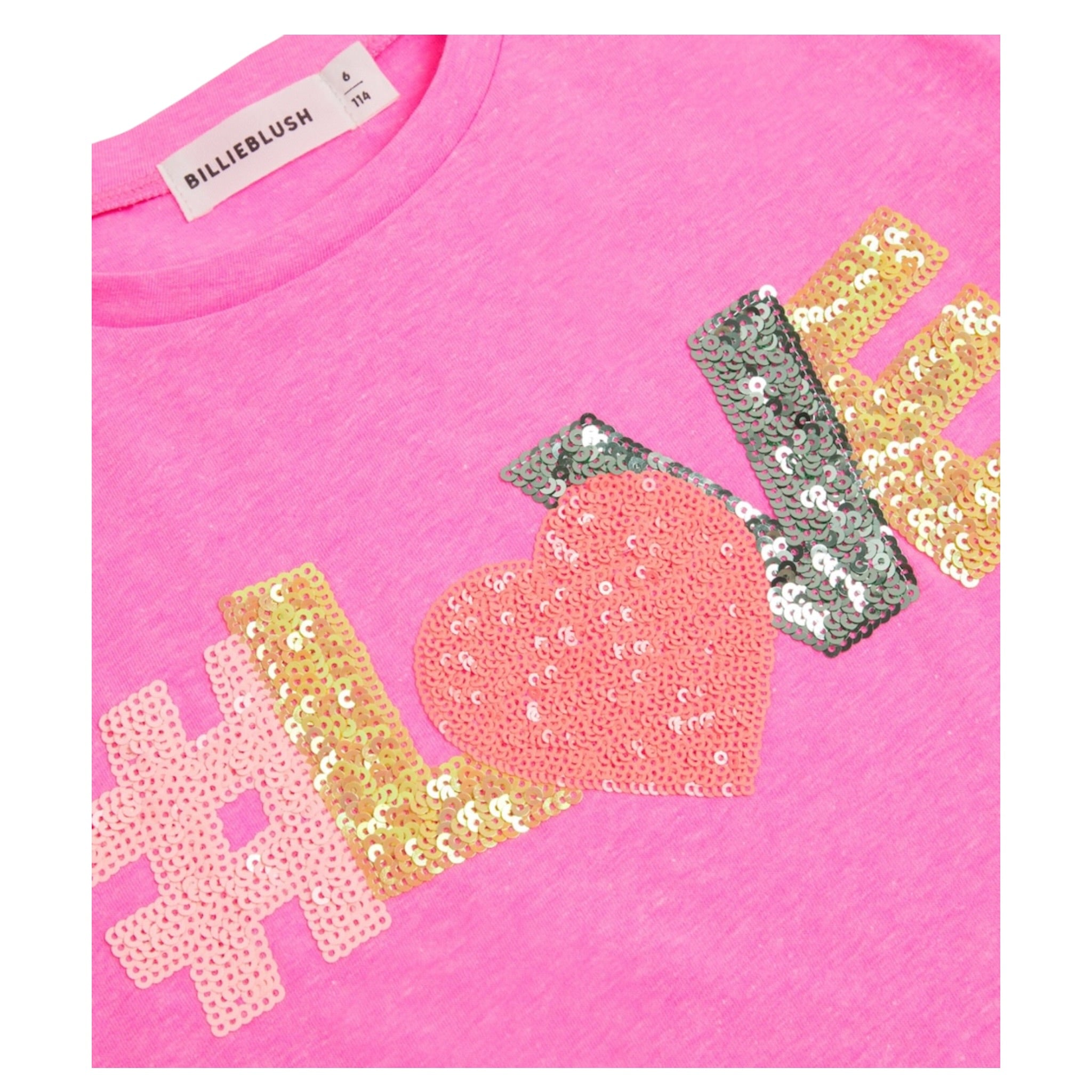 Billieblush Shirt Girocollo tinta unita con Stampa Rosa Fluo per Bambina U21606 ROSA FLUO BillIEBLUSH 