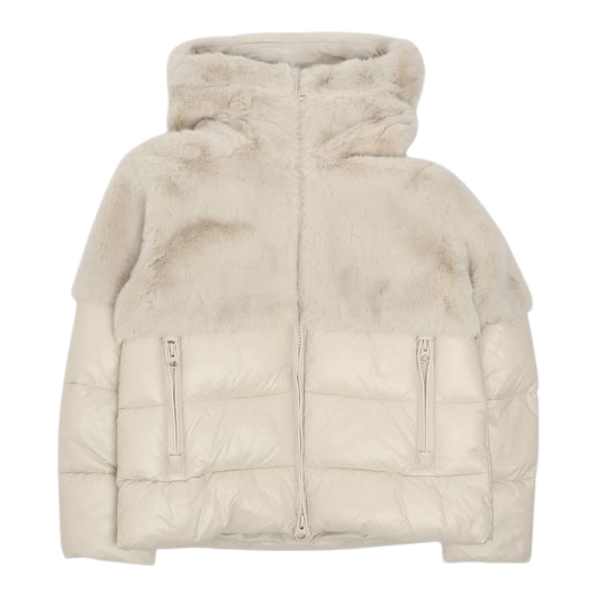 Blauer Giubbino tinta unita con Pelliccia Zip E Cappuccio Beige per Neonata 02411 BEIGE BLAUER 