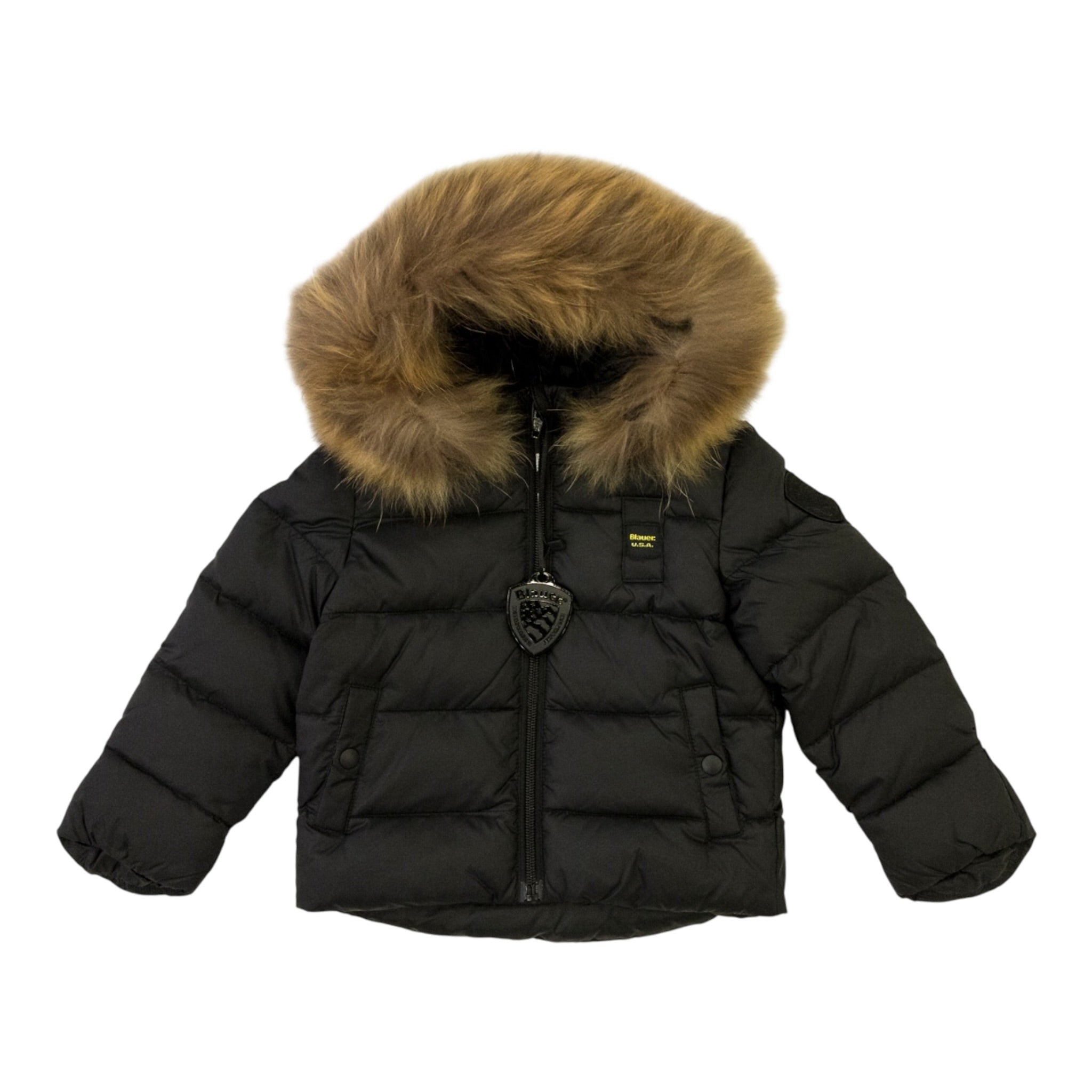 Blauer Giubbino tinta unita con Cappuccio Nero per Neonato 23WBBXC02296 NERO BLAUER 