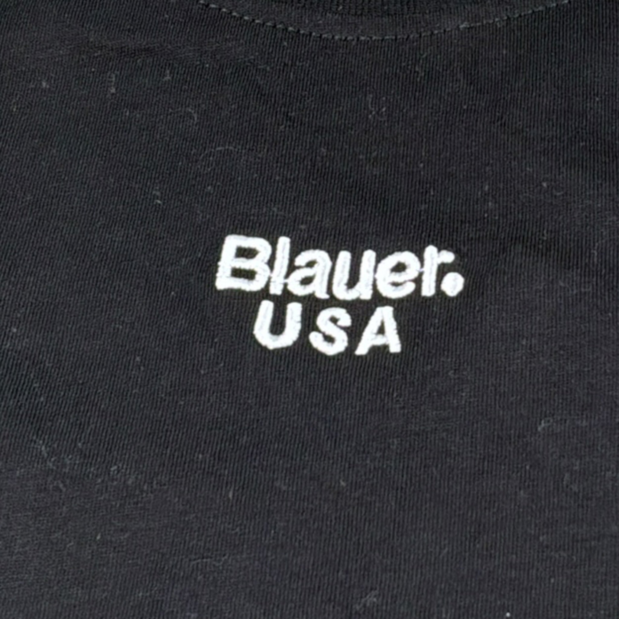 Blauer Shirt tinta unita con Stampa Nero per Bambino 25BLKH01476 NERO BLAUER 