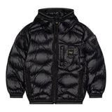 Blauer Giubbino tinta unita con Zip E Cappuccio Nero per Bambino 25SBLKC03416X NERO BLAUER 