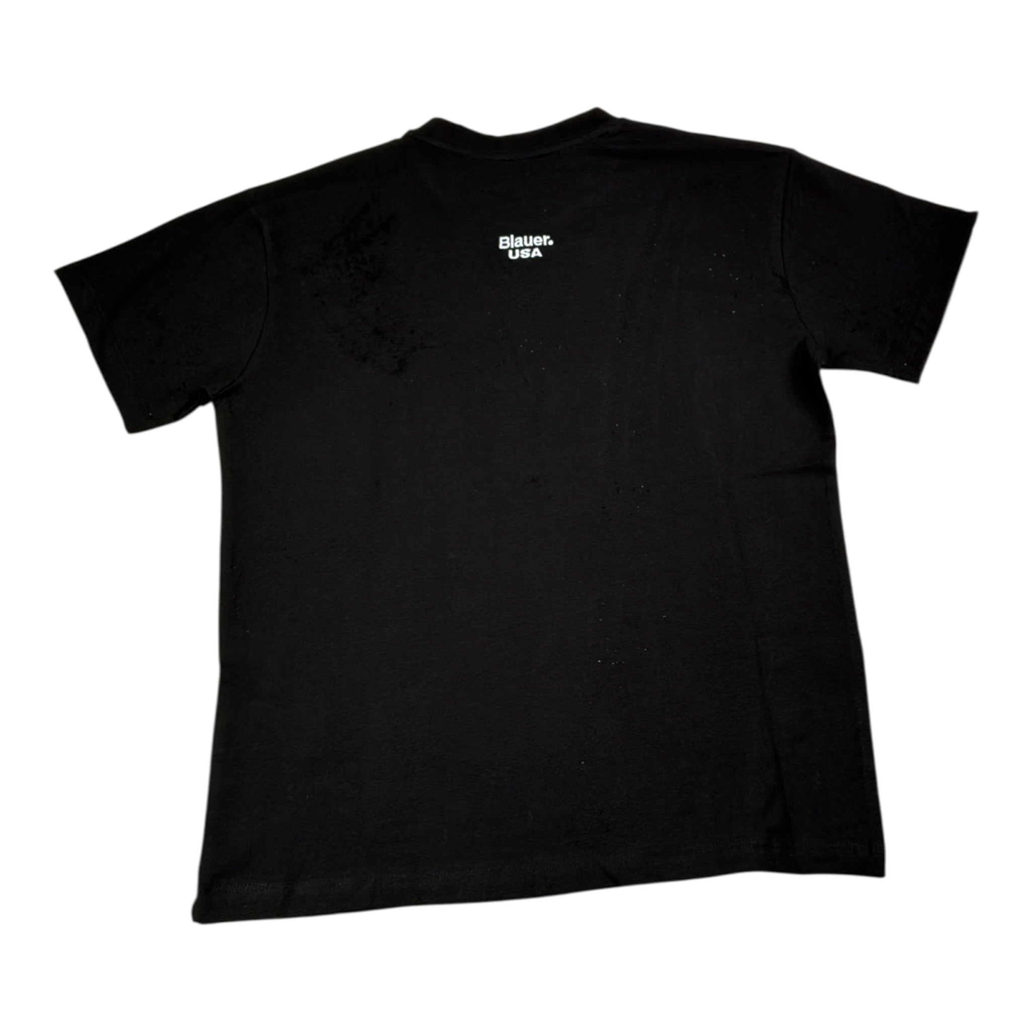 Blauer T-Shirt tinta unita con Stampa Nero per Bambino 25SBLKHO2566 NERO BLAUER 