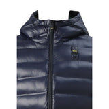 Blauer Giubbino tinta unita con Zip E Cappuccio Blu per Bambino 25WBLC02419 BLU BLAUER 