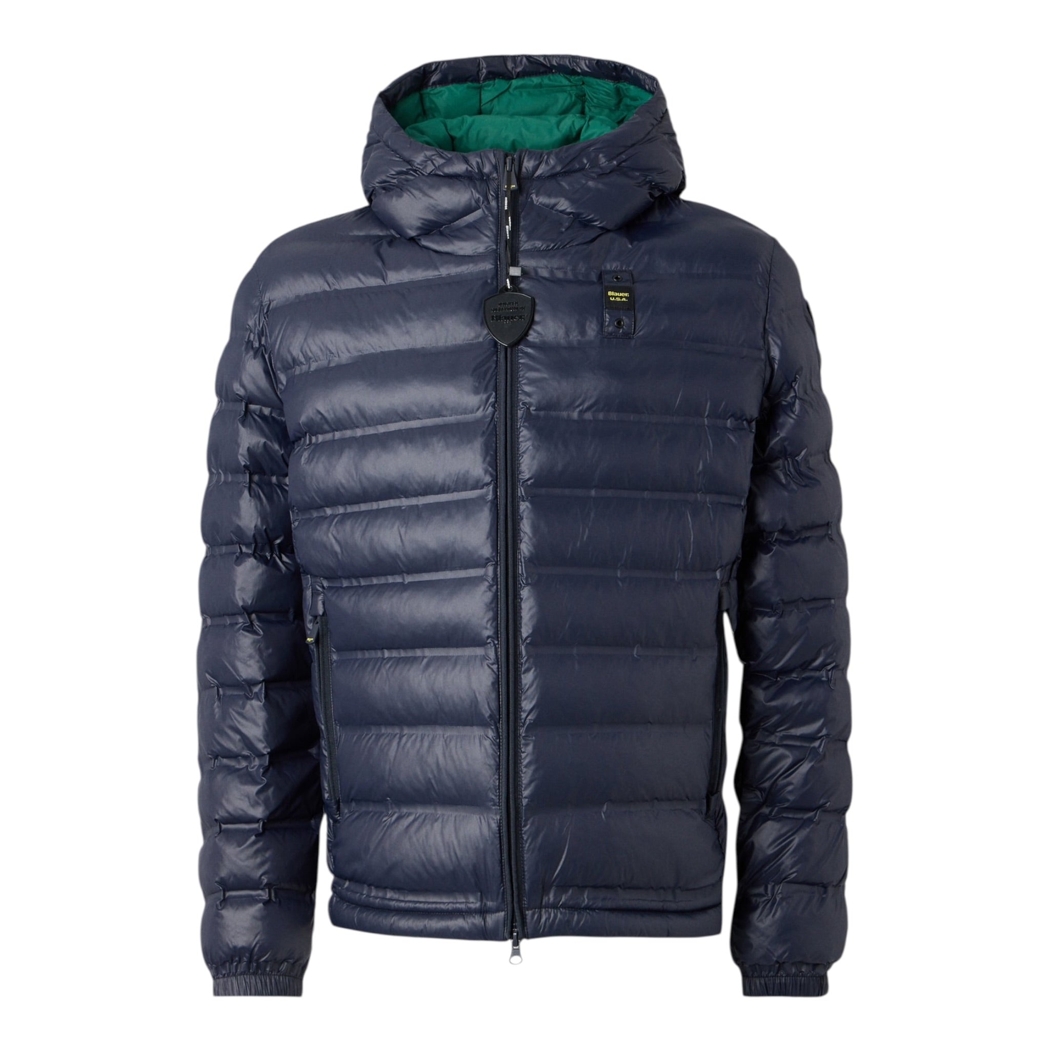 Blauer Giubbino tinta unita con Zip E Cappuccio Blu per Bambino 25WBLC02419 BLU BLAUER 