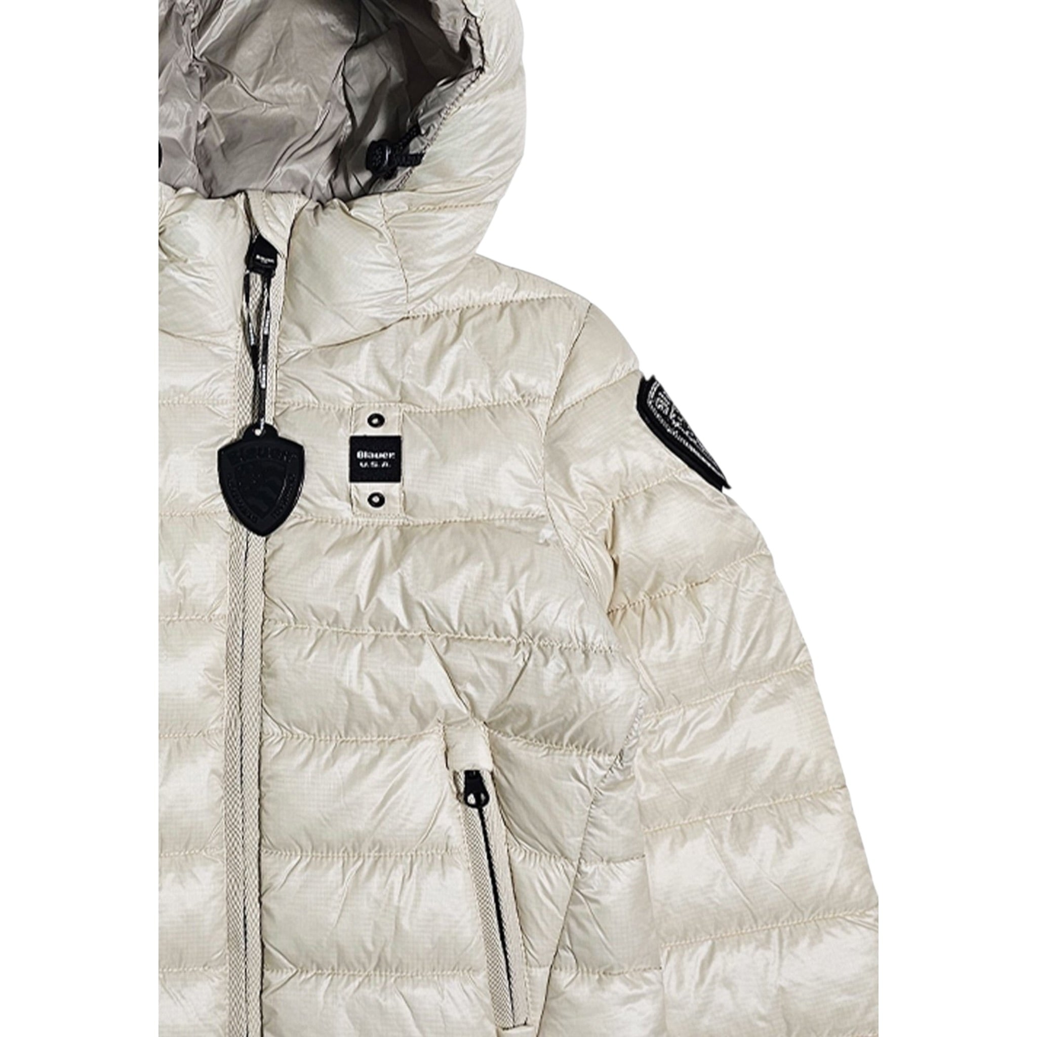 Blauer Giubbino tinta unita con Zip E Cappuccio Beige per Bambina 25WBLGC02391X BEIGE BLAUER 