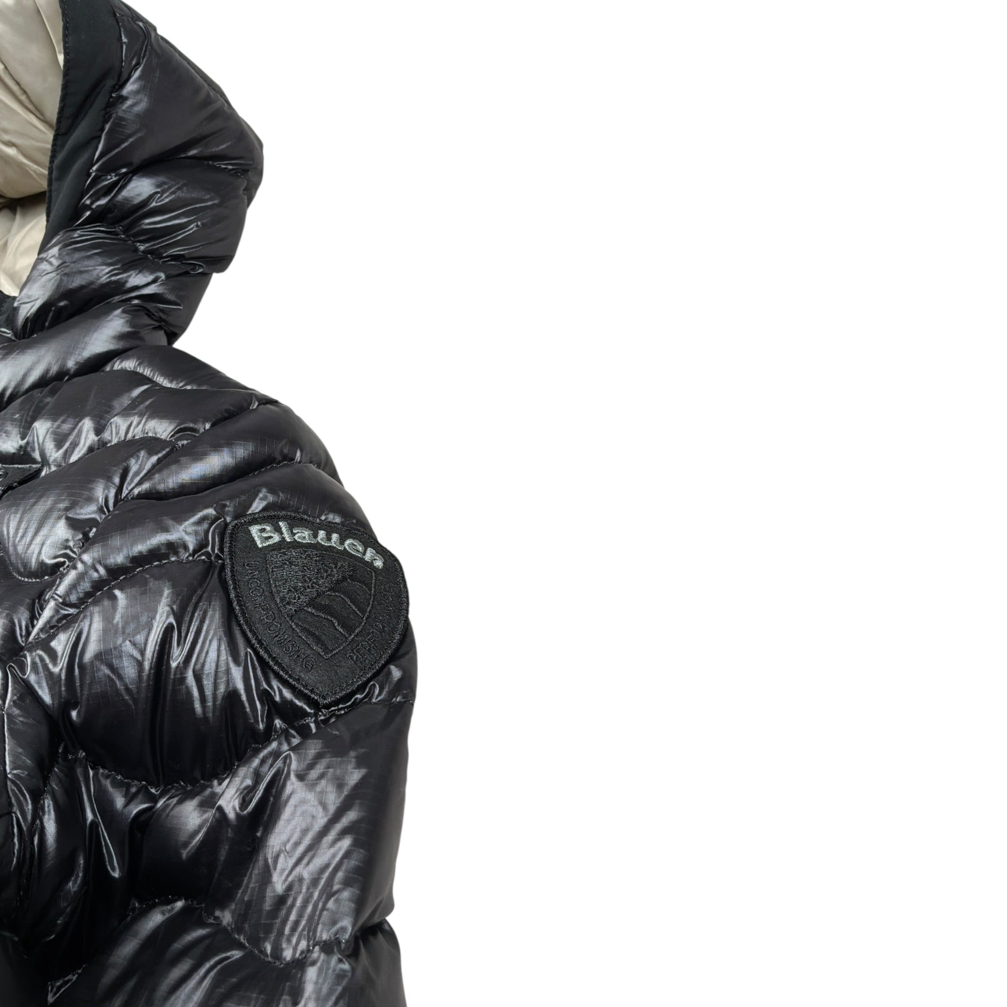 Blauer Giubbino tinta unita con Zip E Cappuccio Nero per Bambino 25WBLKC02429X NERO BLAUER 