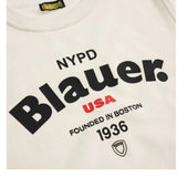 Blauer Felpa Girocollo tinta unita con Stampa Bianco per Bambino 25WBLKF03490 BIANCO BLAUER 