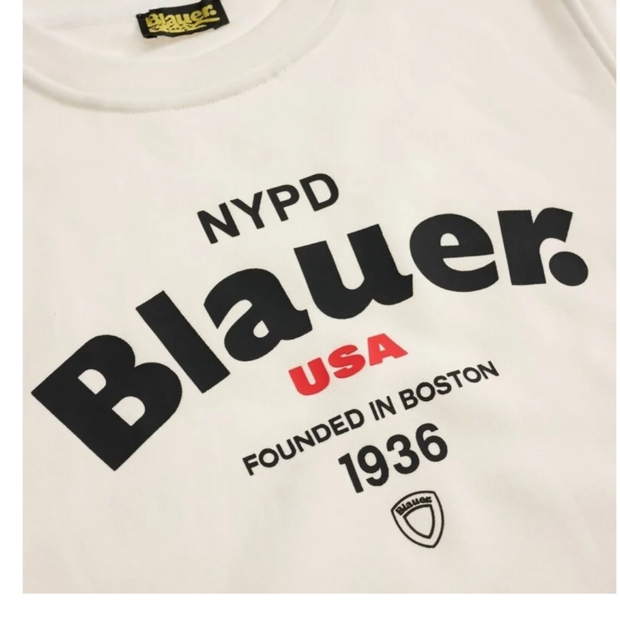 Blauer Felpa Girocollo tinta unita con Stampa Bianco per Bambino 25WBLKF03490 BIANCO BLAUER 