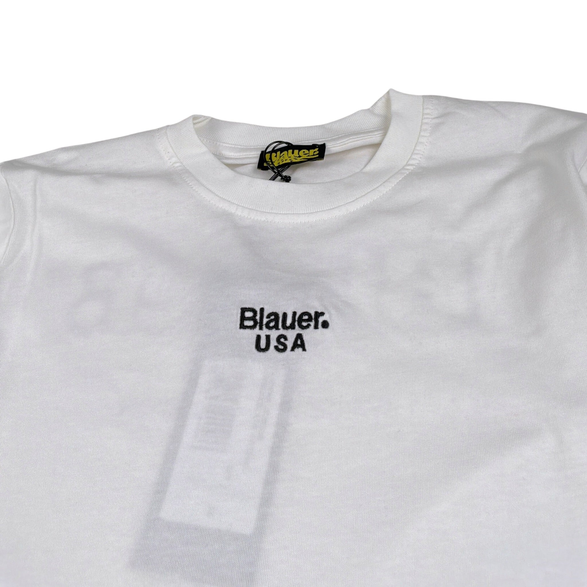 Blauer Shirt tinta unita con Stampa Bianco per Neonato 25WBLKH01476 BIANCO BLAUER 