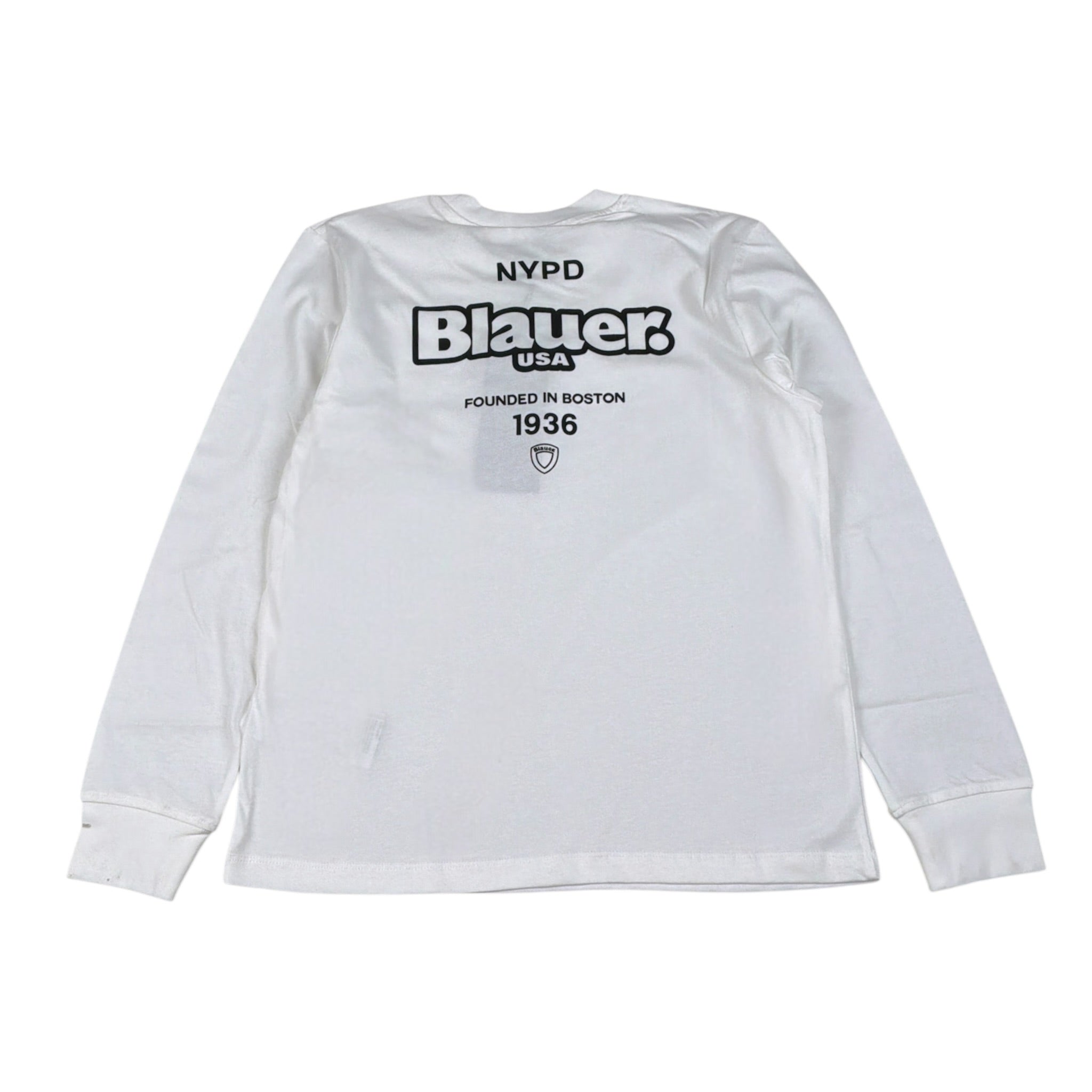Blauer Shirt tinta unita con Stampa Bianco per Bambino 25WBLKH01476J BIANCO BLAUER 
