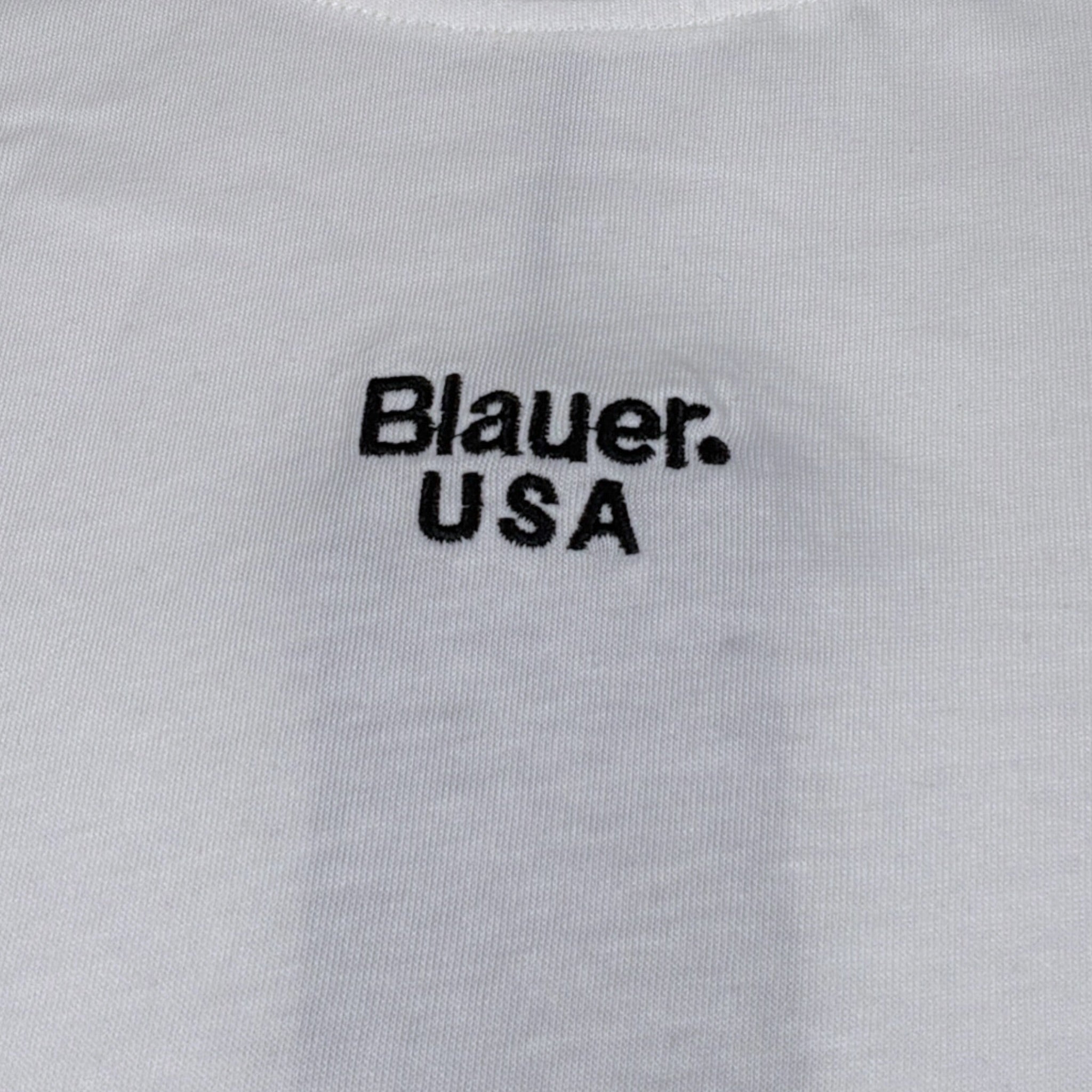 Blauer T-Shirt tinta unita con Stampa Bianco per Bambino 25WBLKH02477J BIANCO BLAUER 