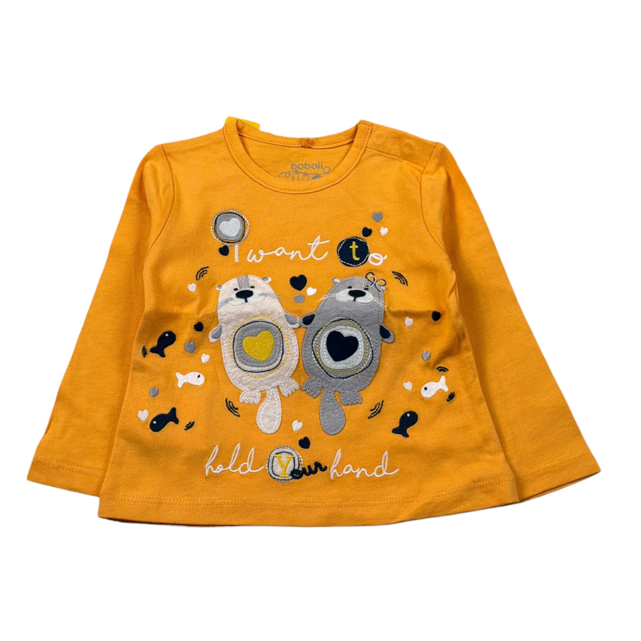 Boboli Shirt Girocollo tinta unita con Stampa Arancione per Neonato 136011 ARANCIONE BOBOLI 