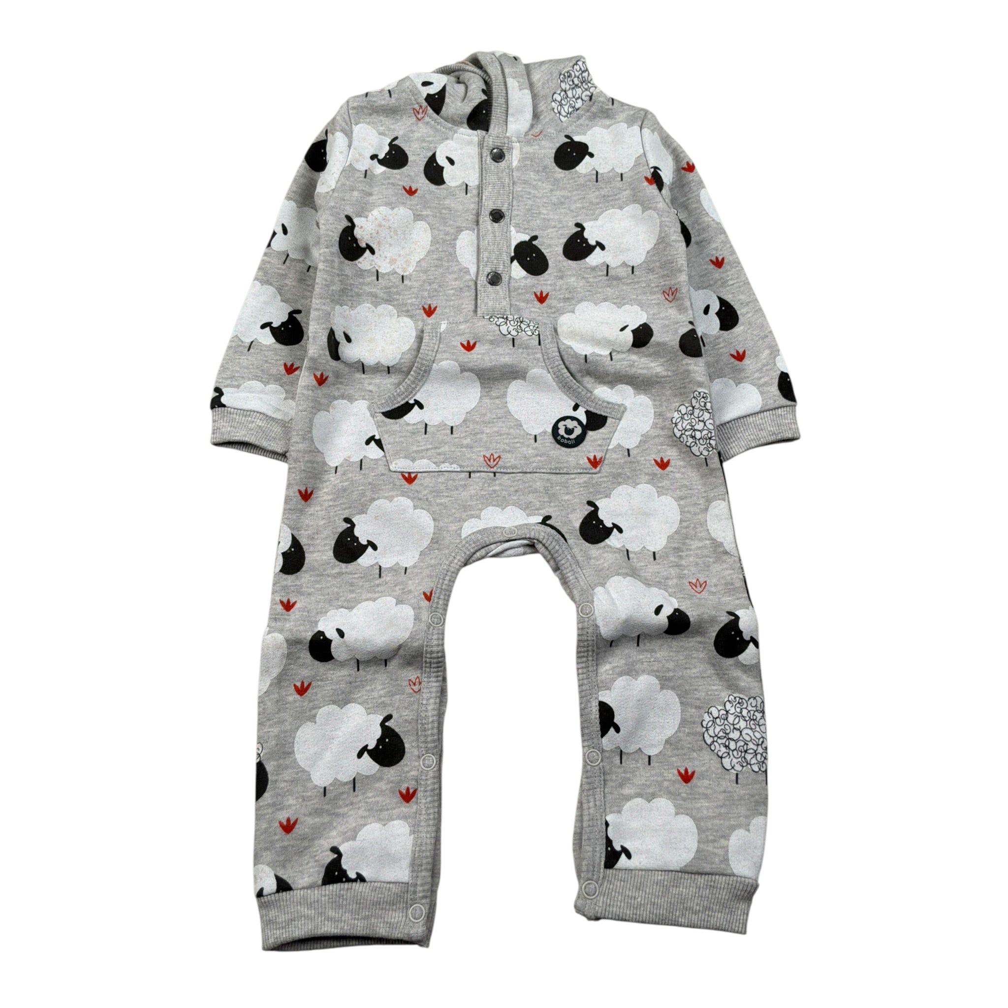Boboli Tutina Manica Lunga tinta unita Grigio per Neonato 148047 GRIGIO BOBOLI 