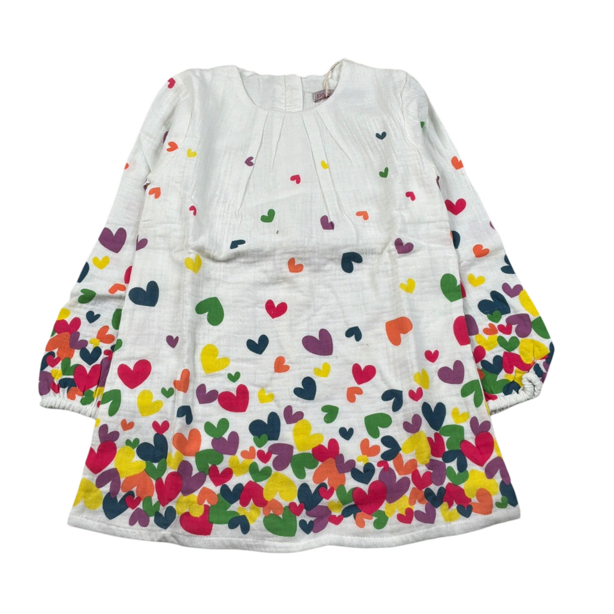 Boboli Abito Manica Lunga tinta unita con Stampe Bianco per Bambina 238014 BIANCO BOBOLI 