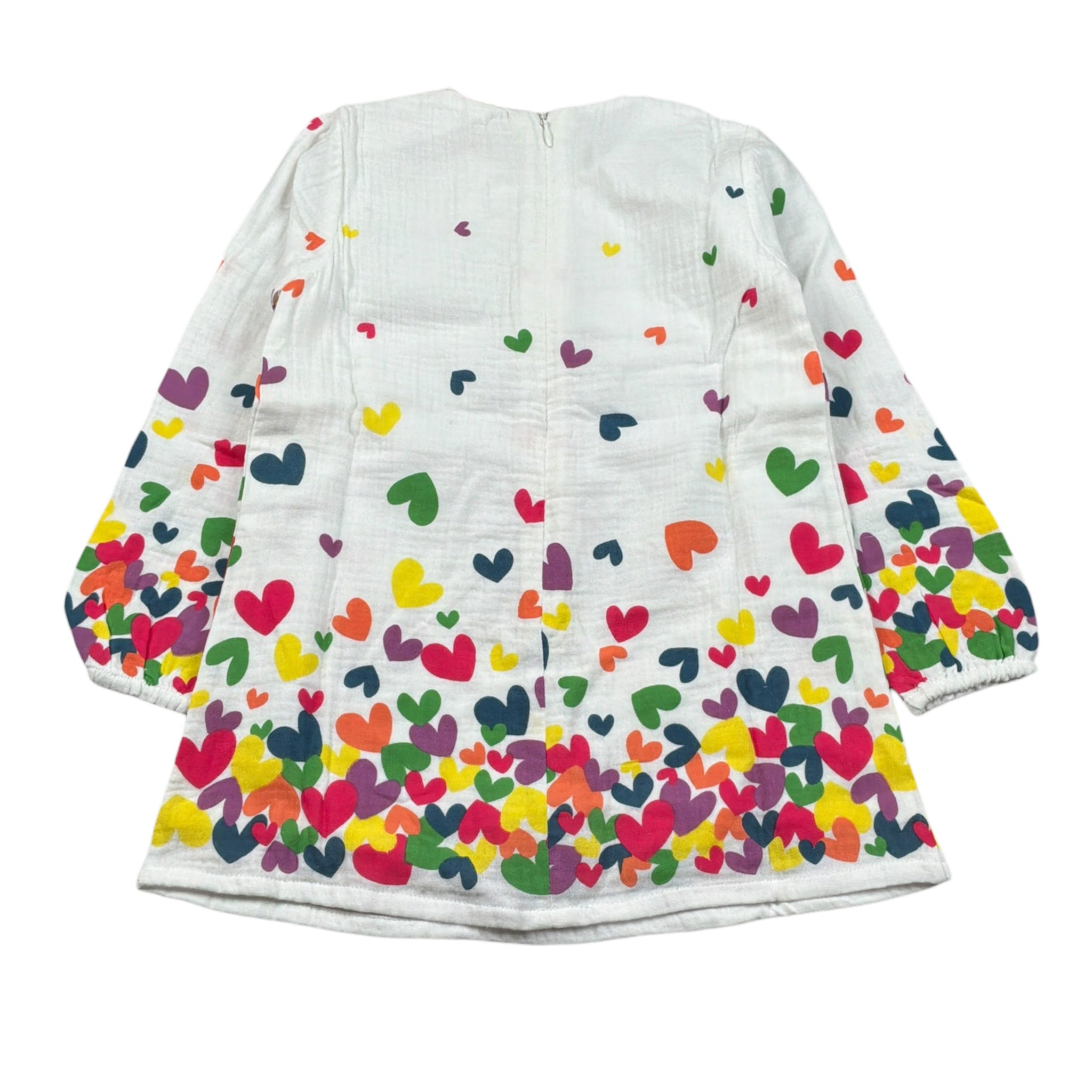 Boboli Abito Manica Lunga tinta unita con Stampe Bianco per Bambina 238014 BIANCO BOBOLI 