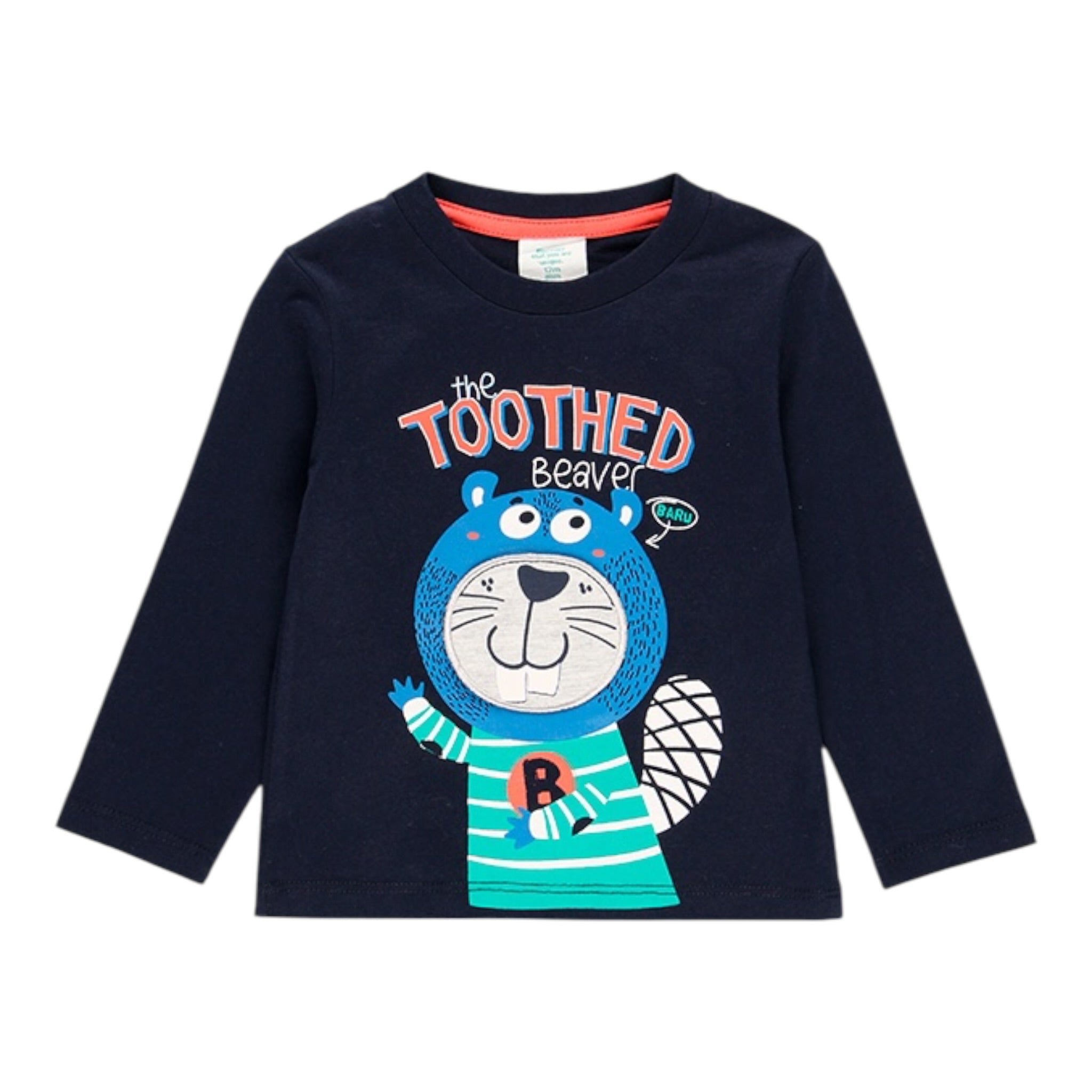 Boboli Shirt Girocollo tinta unita con Stampa Blu per Neonato 313063 BLU BOBOLI 