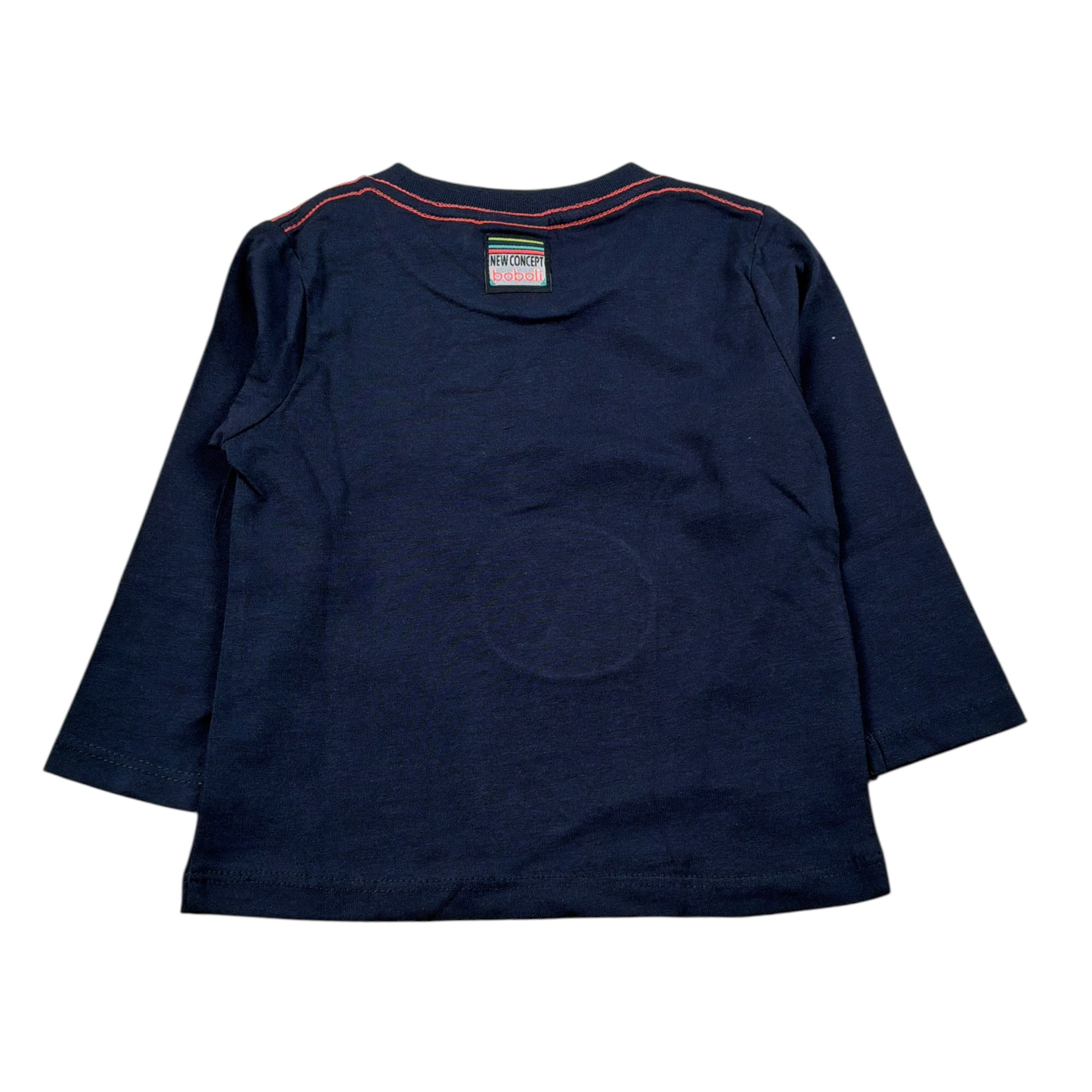 Boboli Shirt Girocollo tinta unita con Stampa Blu per Neonato 313063 BLU BOBOLI 