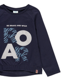 Boboli Shirt Girocollo tinta unita con Stampa Blu per Bambina 455093 BLU BOBOLI 