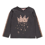 Boboli Shirt Girocollo tinta unita con Paillettes Grigio per Bambina 468097 GRIGIO BOBOLI 
