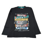 Boboli Shirt Girocollo tinta unita con Stampa Nero per Bambino 516068 NERO BOBOLI 