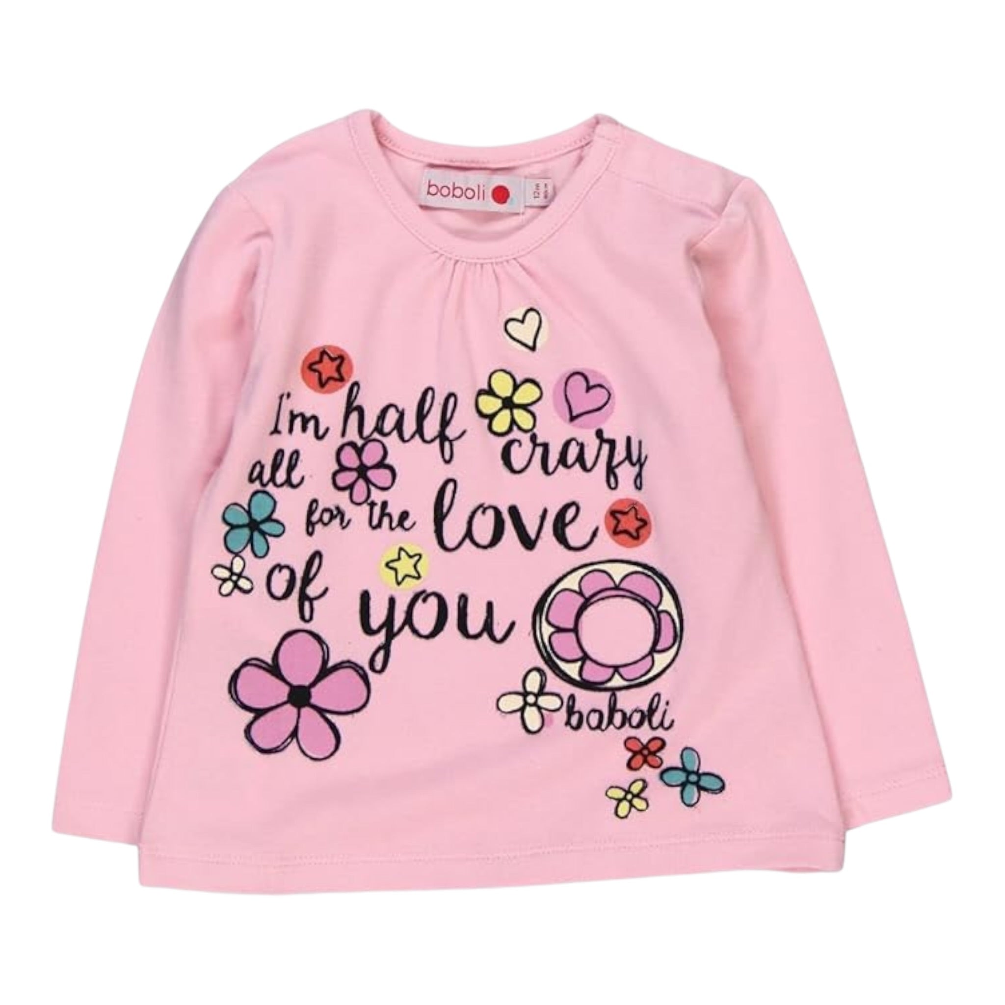 Boboli Shirt Girocollo tinta unita con Stampa Rosa per Neonata SHTBBB ROSA BOBOLI 