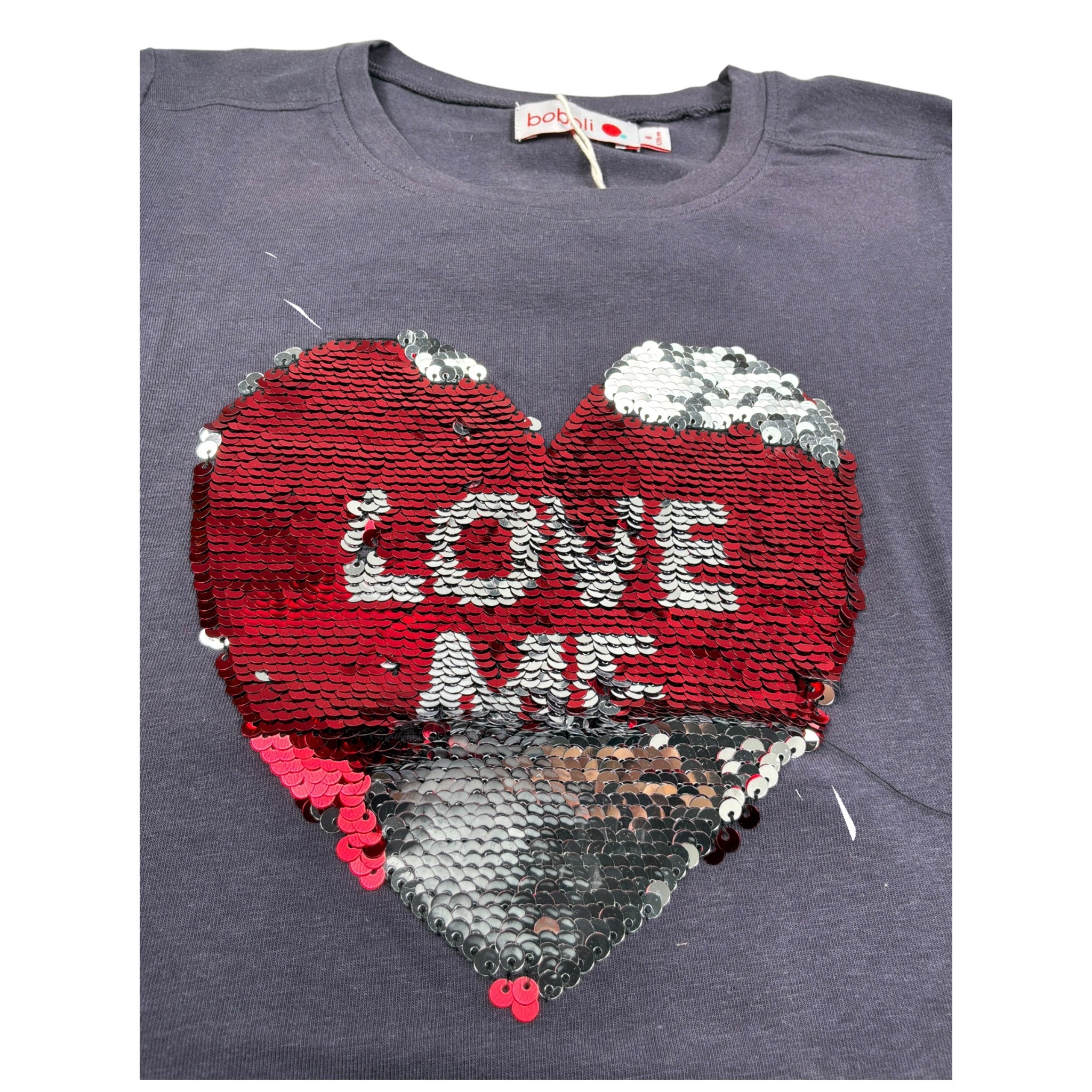 Boboli T-Shirt Girocollo tinta unita con Paillettes Blu per Bambina TSHBBL BLU BOBOLI 