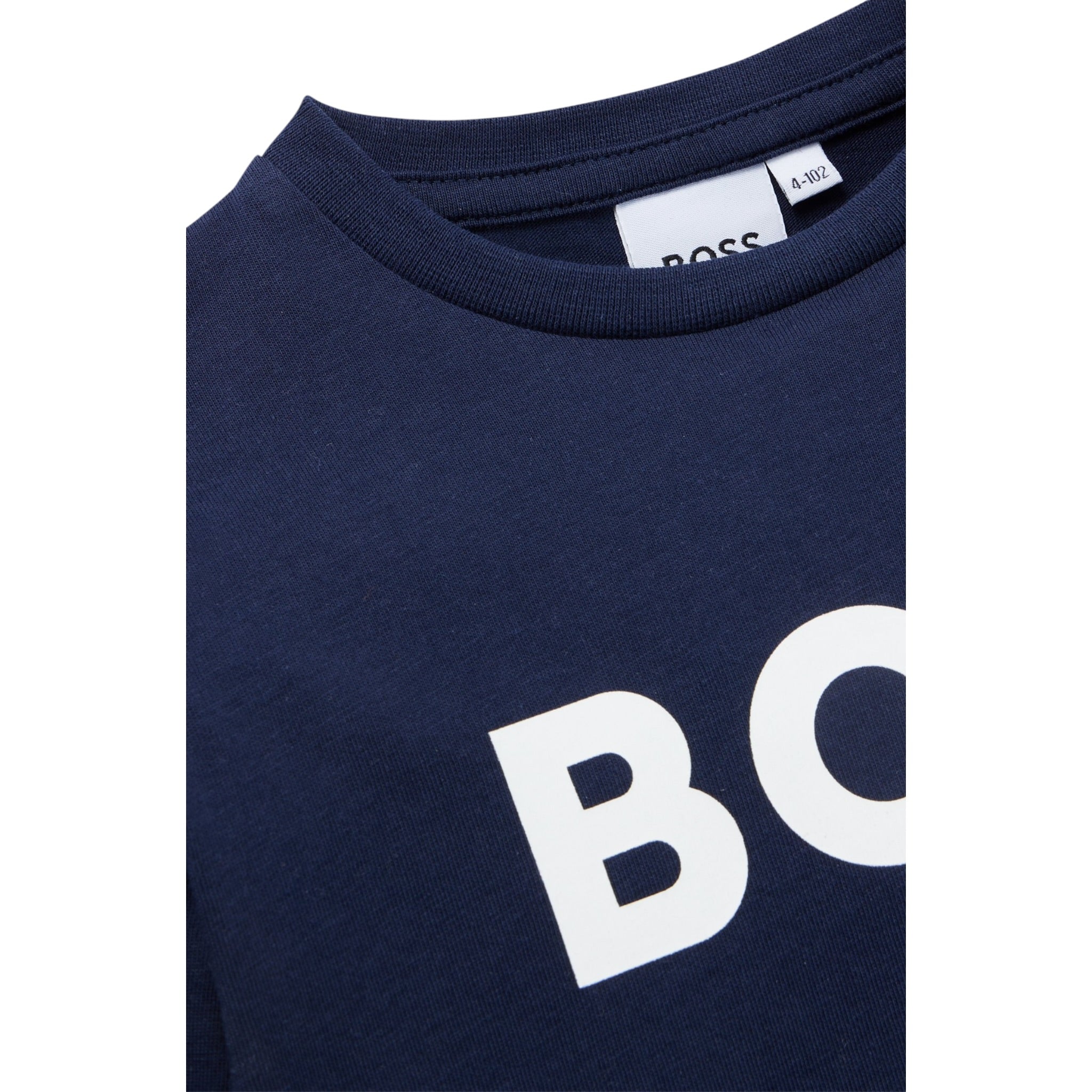 Boss Shirt Girocollo tinta unita con Stampa Blu per Bambino J25P25 BLU BOSS 