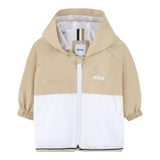 Boss Giubbino Bicolore con Zip E Cappuccio Bianco/Beige per Neonato J52122 BIANCO/BEIGE BOSS 