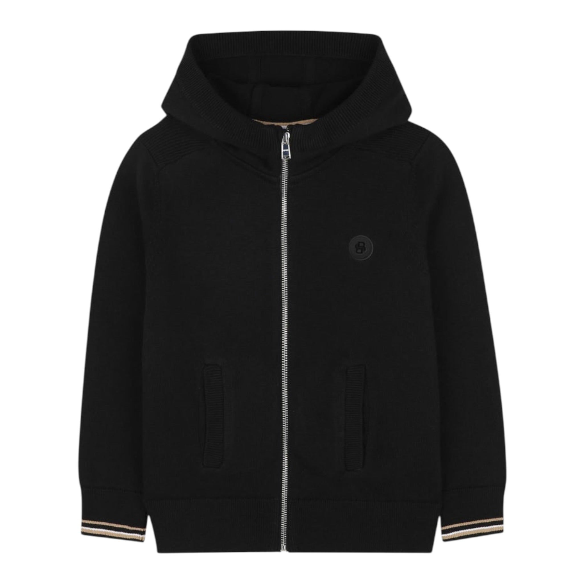 Boss Maglia tinta unita con Zip E Cappuccio Nero per Bambino J52309X NERO BOSS 