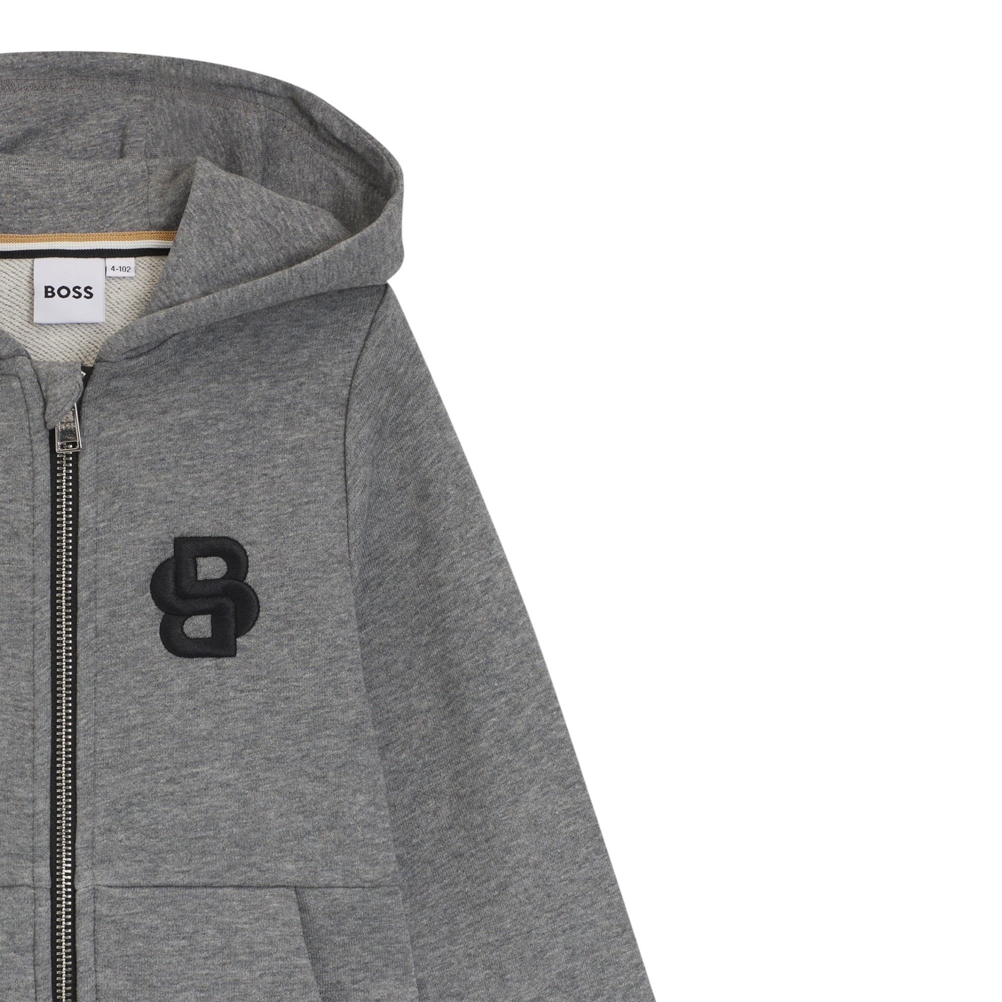 Boss Felpa tinta unita con Zip E Cappuccio Grigio per Bambino J52320 GRIGIO BOSS 