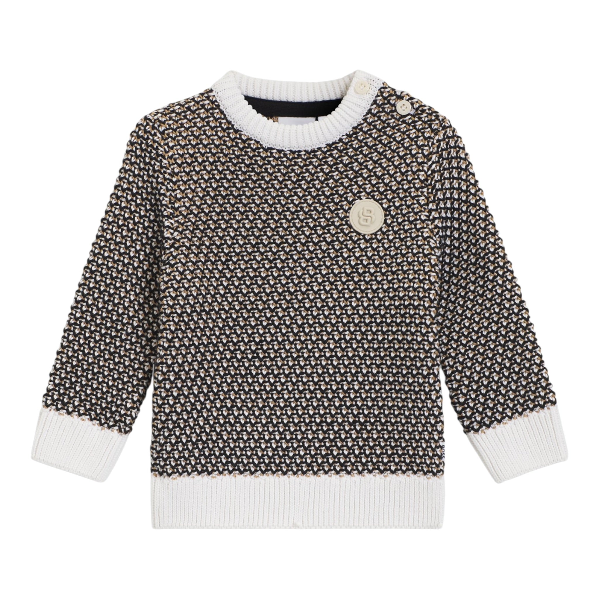 Boss Maglia tinta unita con Microfantasia Nero per Neonato J52345N NERO BOSS 