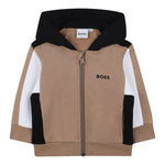 Boss Felpa tinta unita con Zip E Cappuccio Biscotto per Neonato J52447 BISCOTTO BOSS 