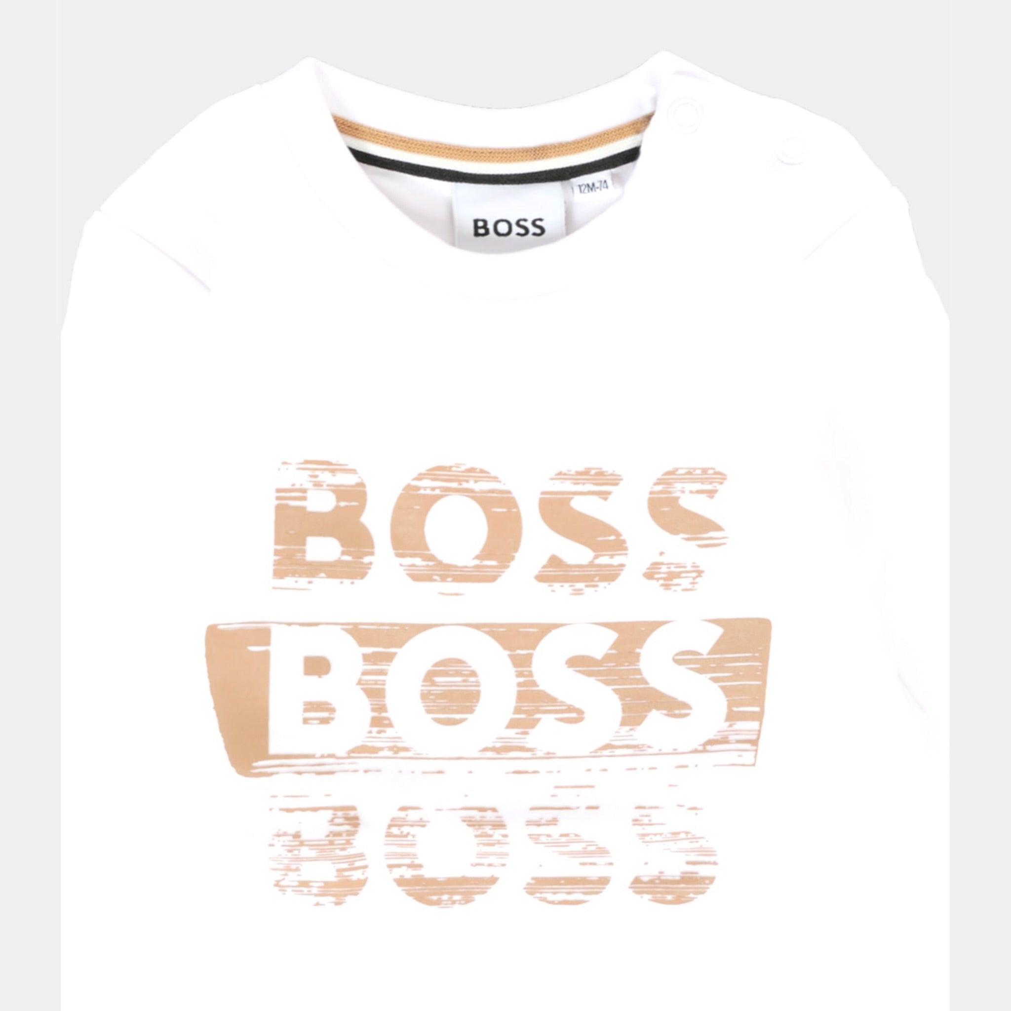 Boss Shirt tinta unita con Logo Bianco per Neonato J52463 BIANCO BOSS 