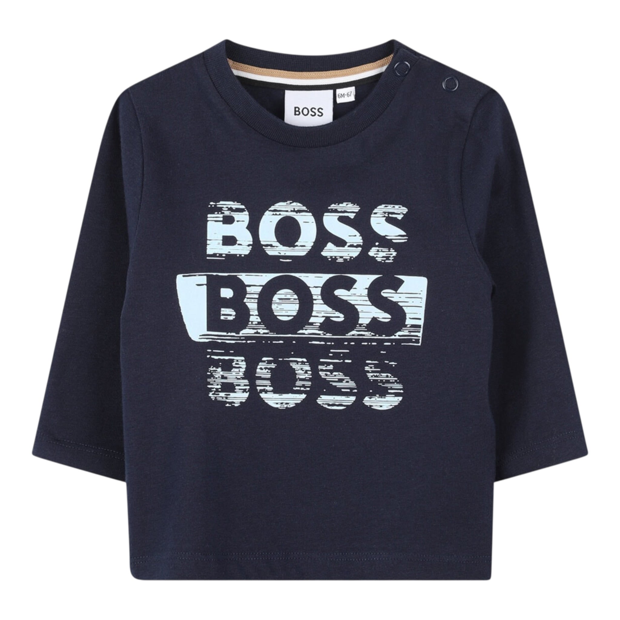 Boss Shirt tinta unita con Logo Blu per Neonato J52463 BLU BOSS 